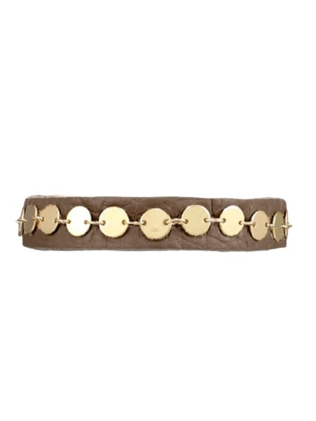 Disc Row Leather Bracelet