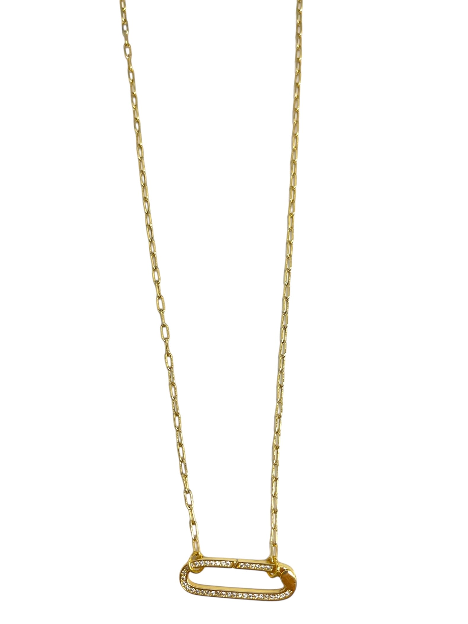 Charm Necklace Link Chain with Big Gold Stone Clasp