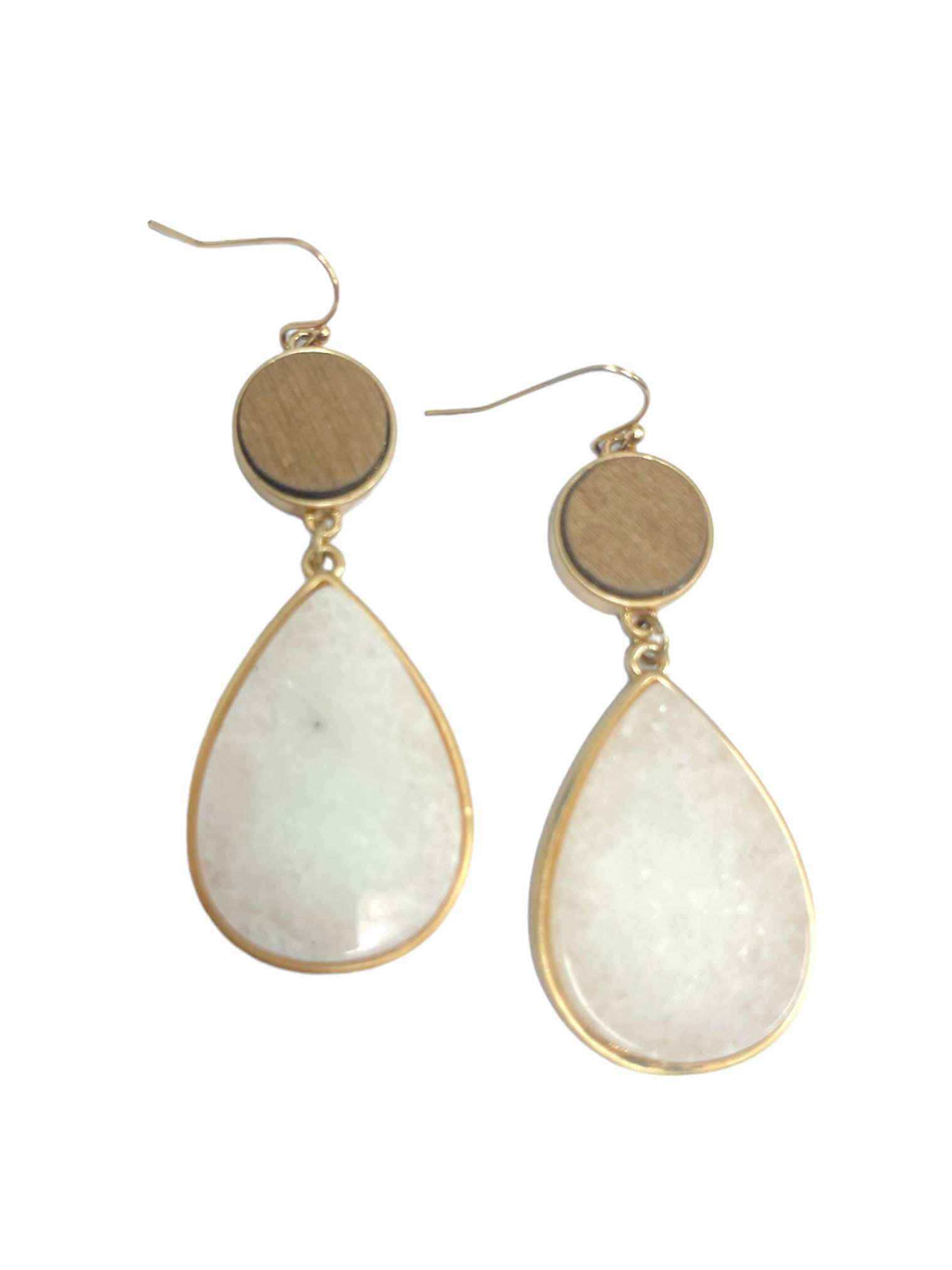 Wood Teardrop Stone Earring