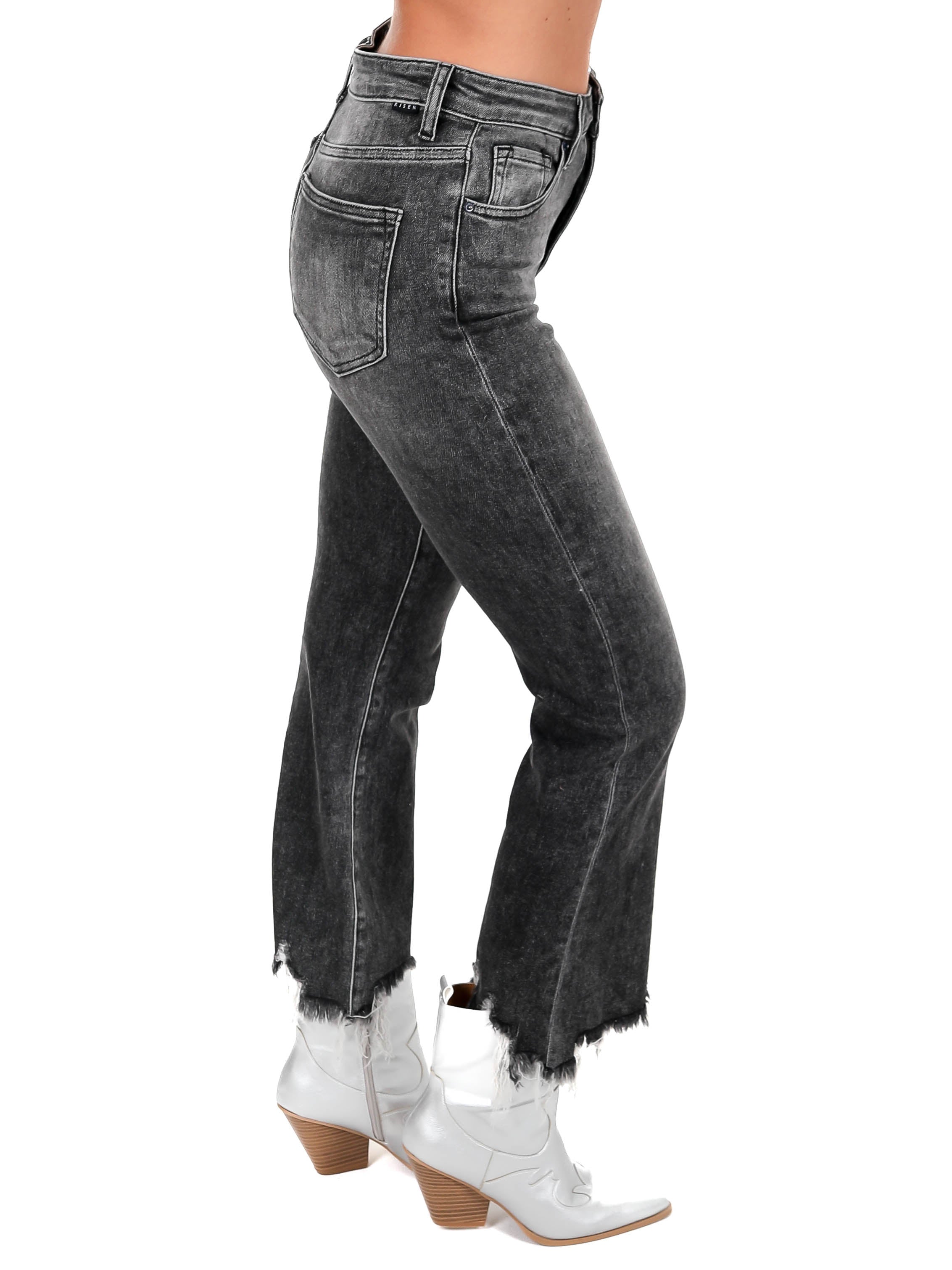 Curvy No Satisfaction Dark Grey Ankle Flare