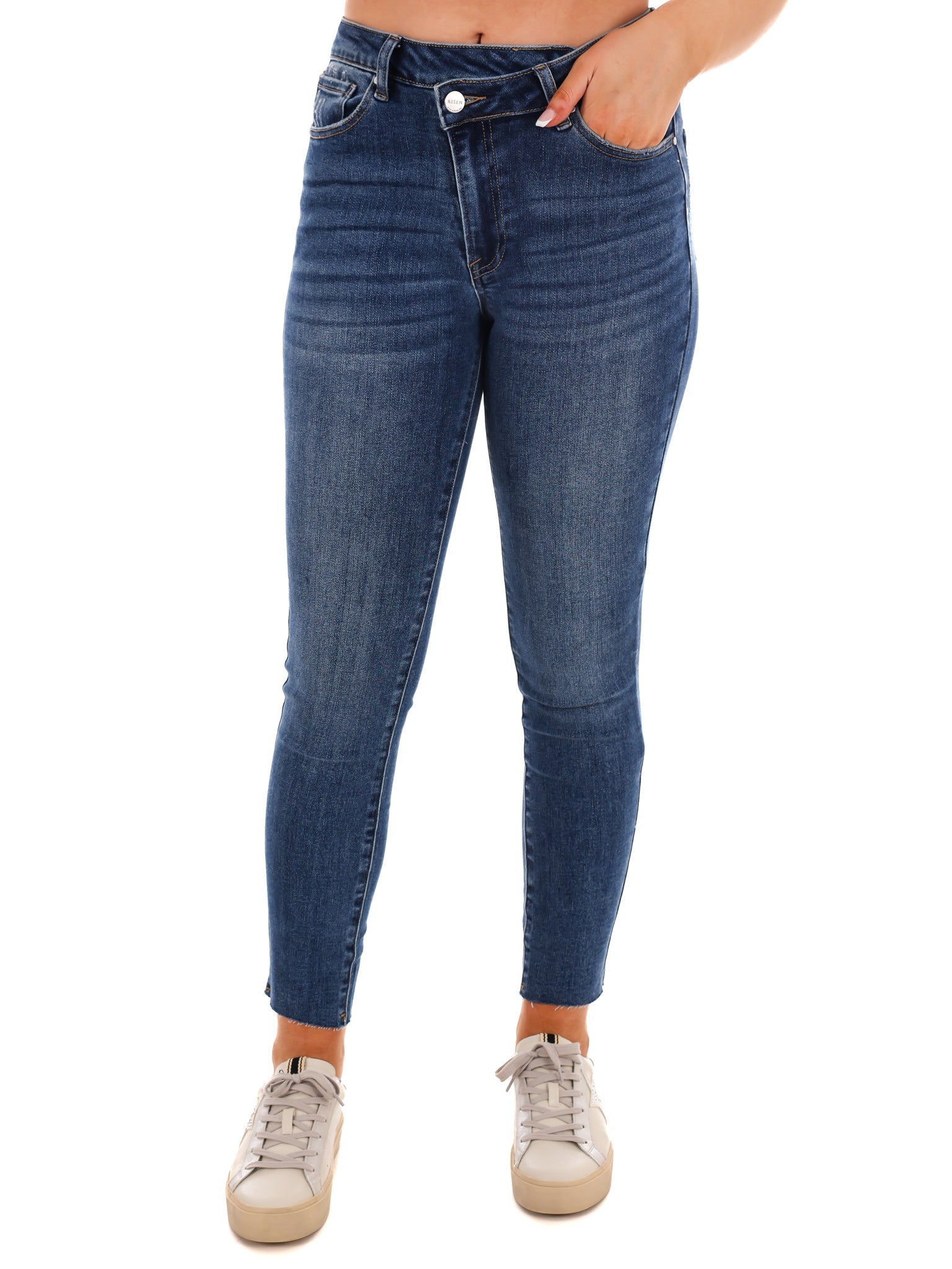 Whatever You Like Crossover Ankle Skinny Jeans