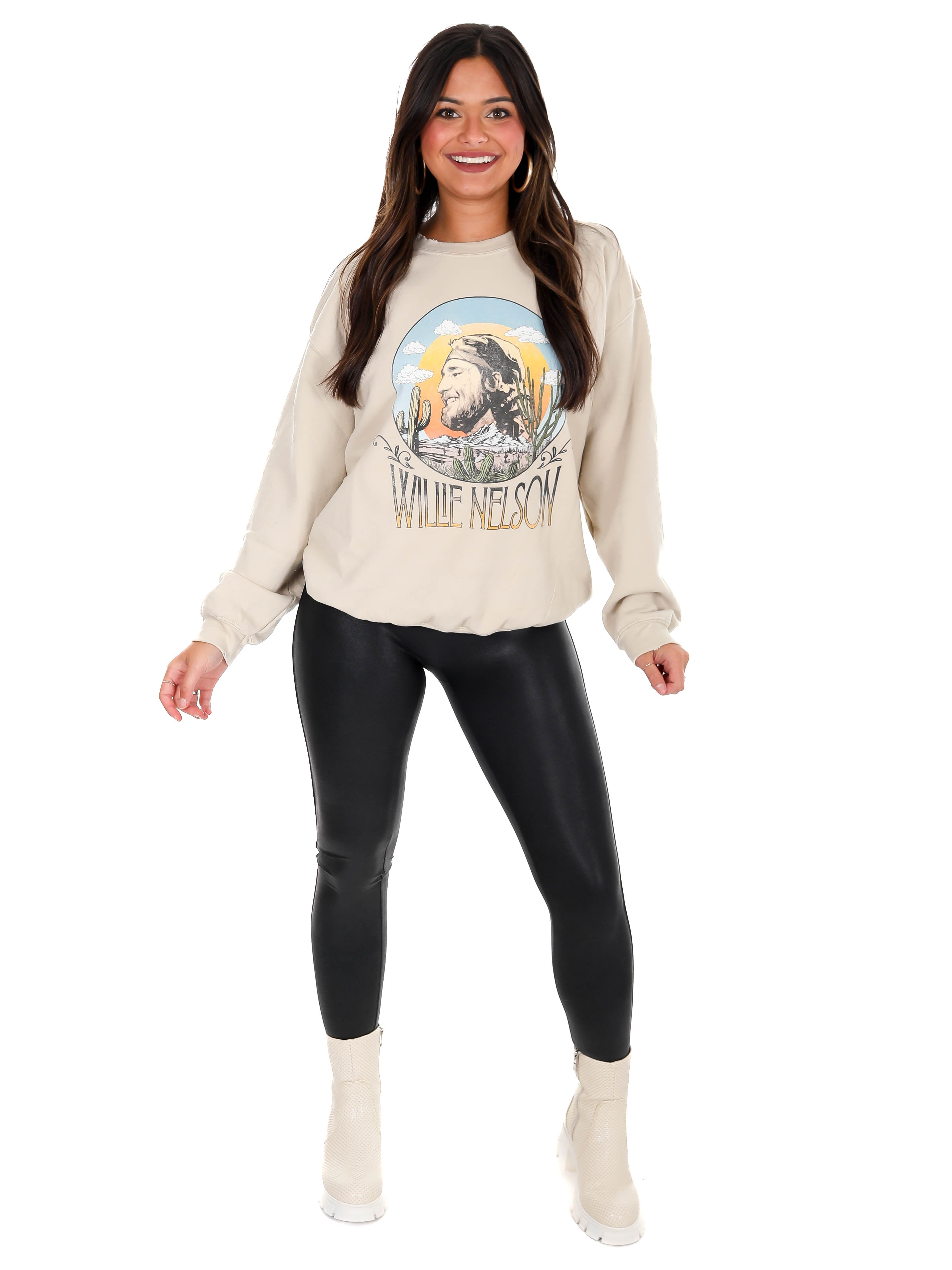 Willie Nelson In the Sand Thrifted Sweatshirt