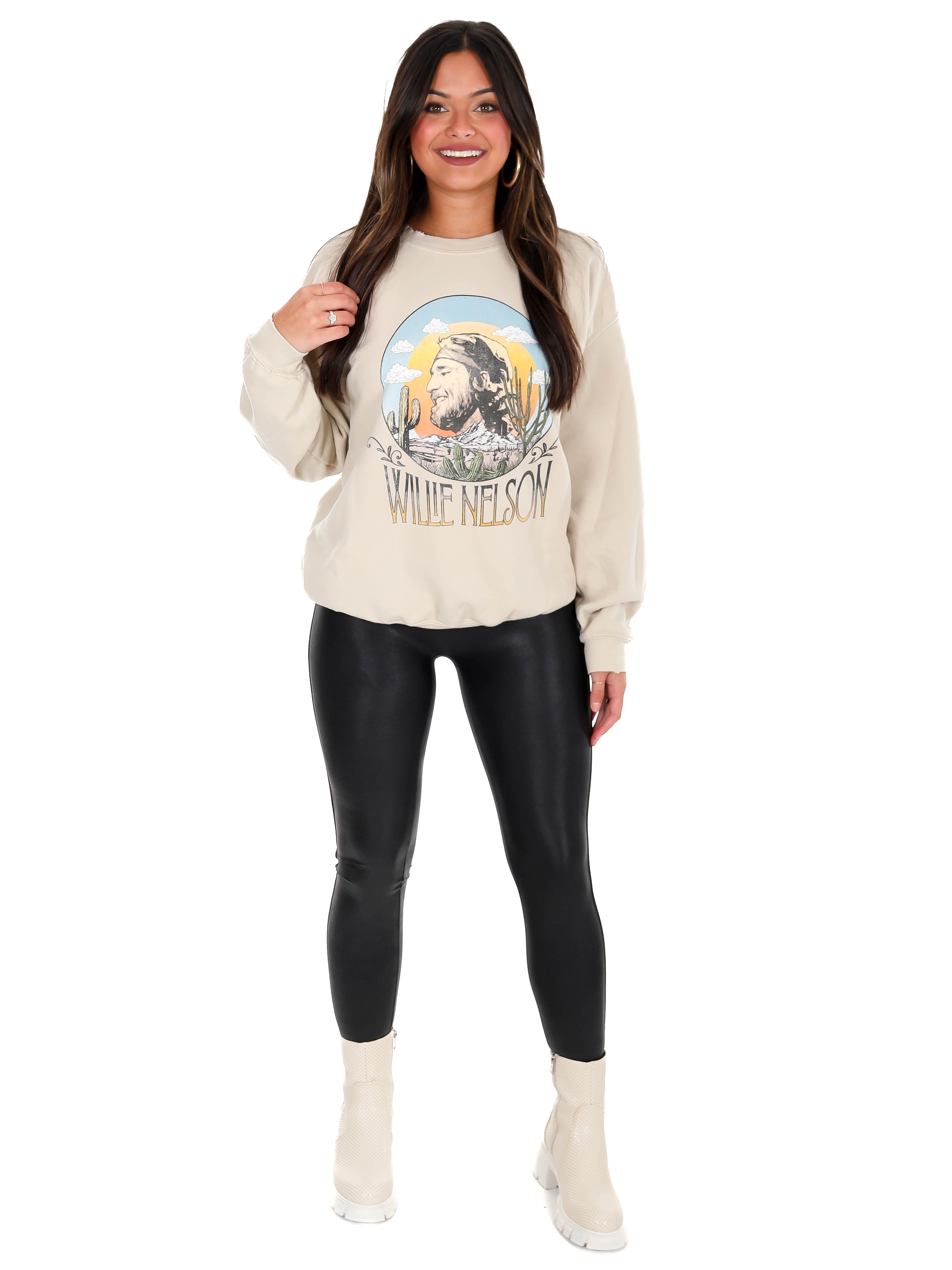 Willie Nelson In the Sand Thrifted Sweatshirt