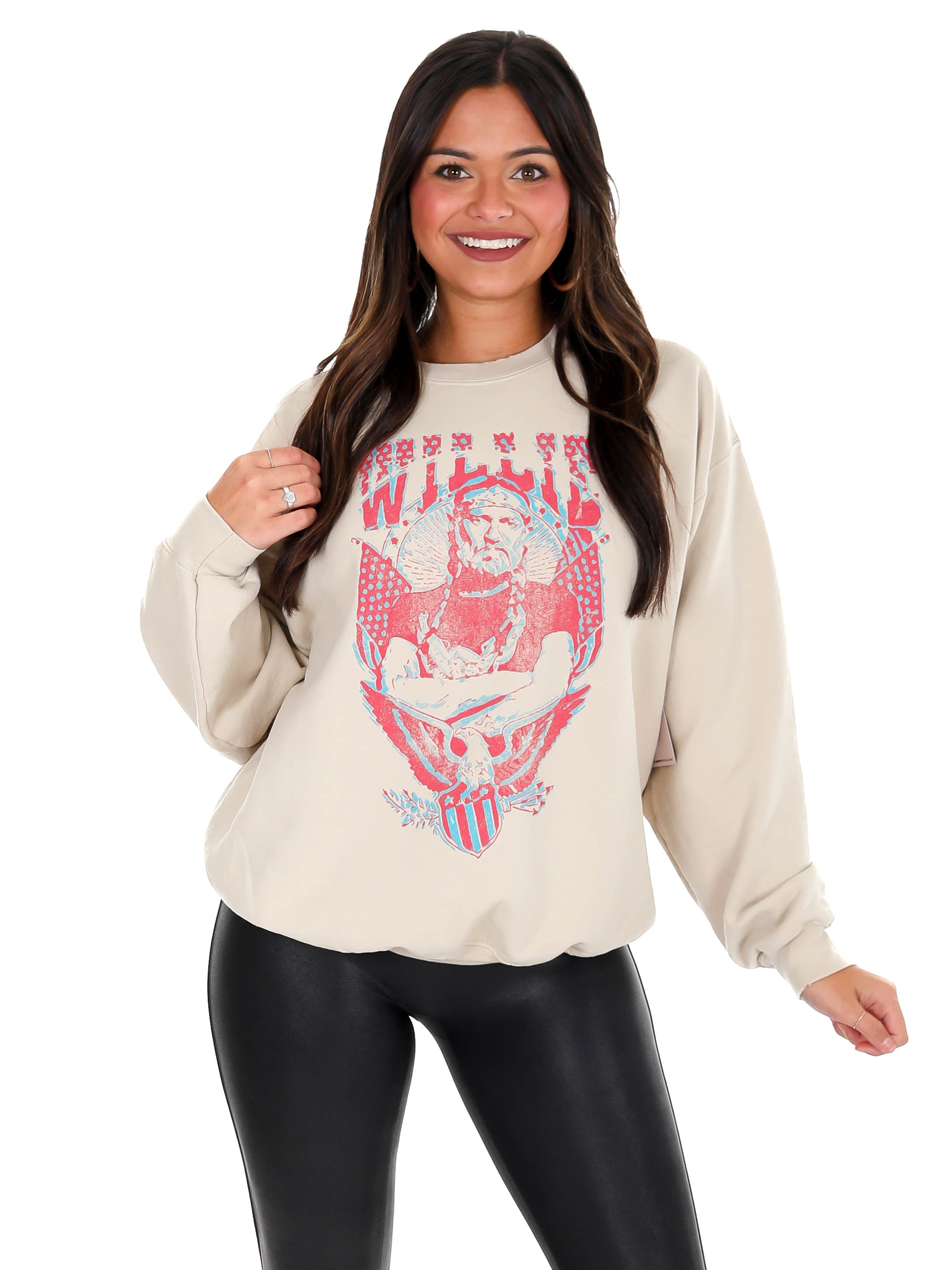 Willie Nelson in Pink Sand Thrifted Sweatshirt