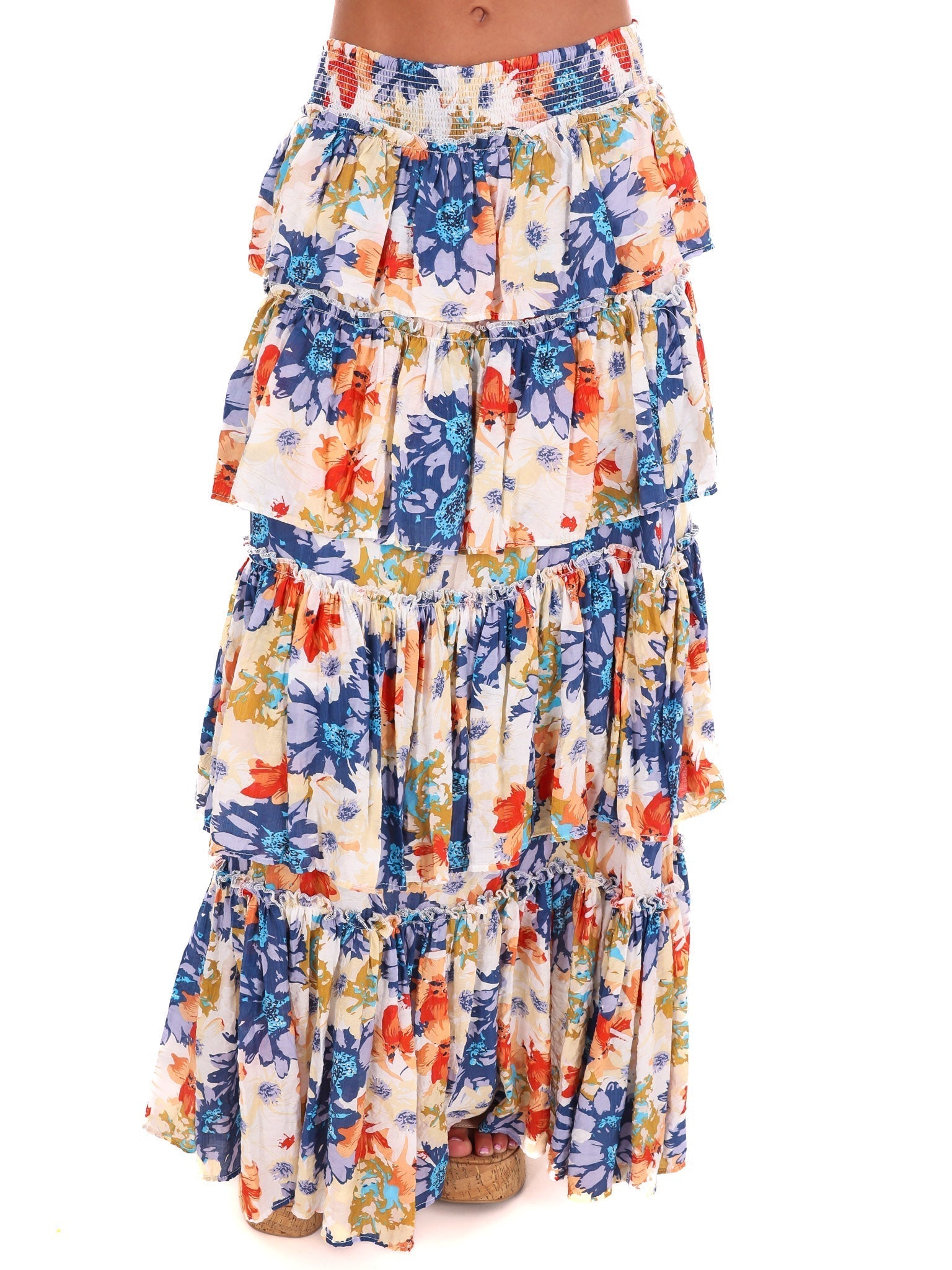 Ticket to Paradise Floral Tiered Maxi Skirt