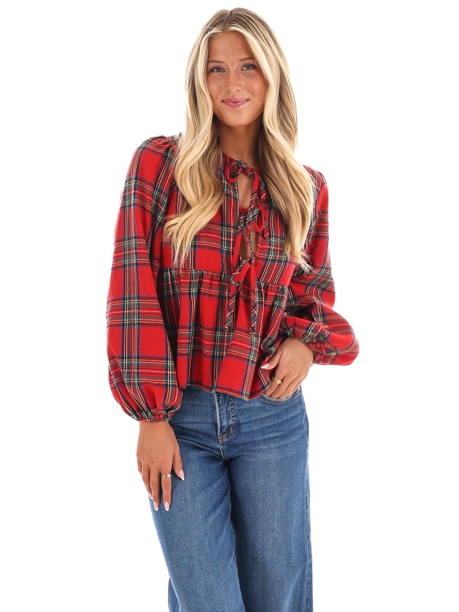 Christmas Eve Plaid Top