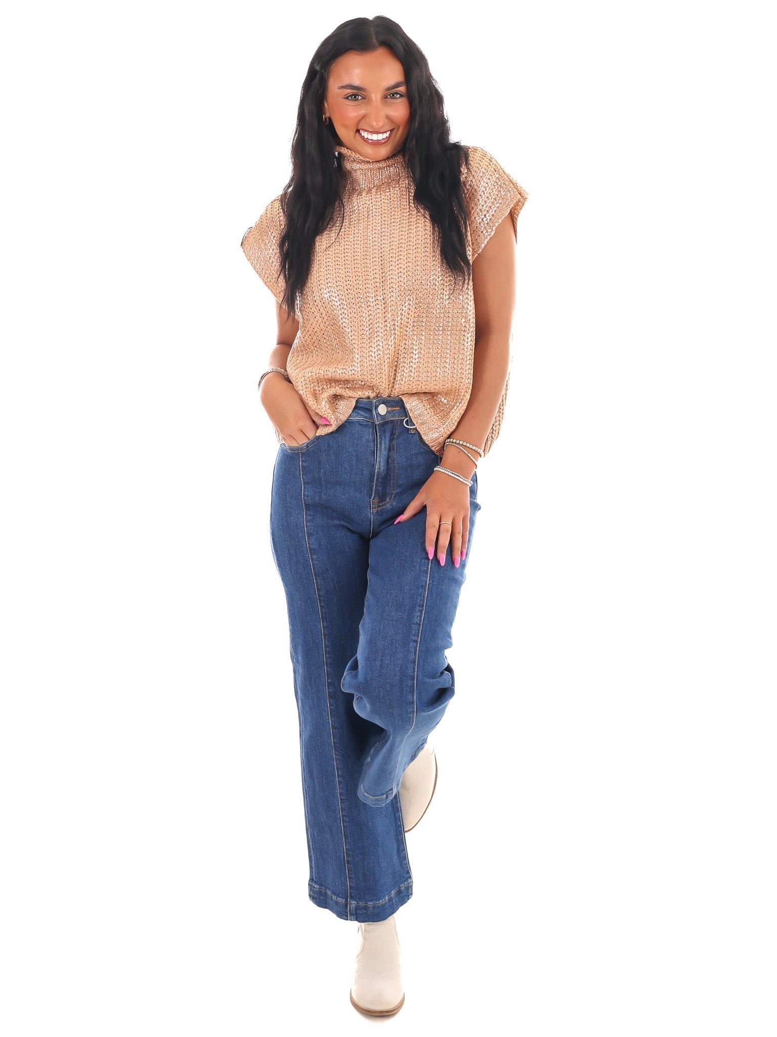 Playful Pop Metallic Foil Sweater