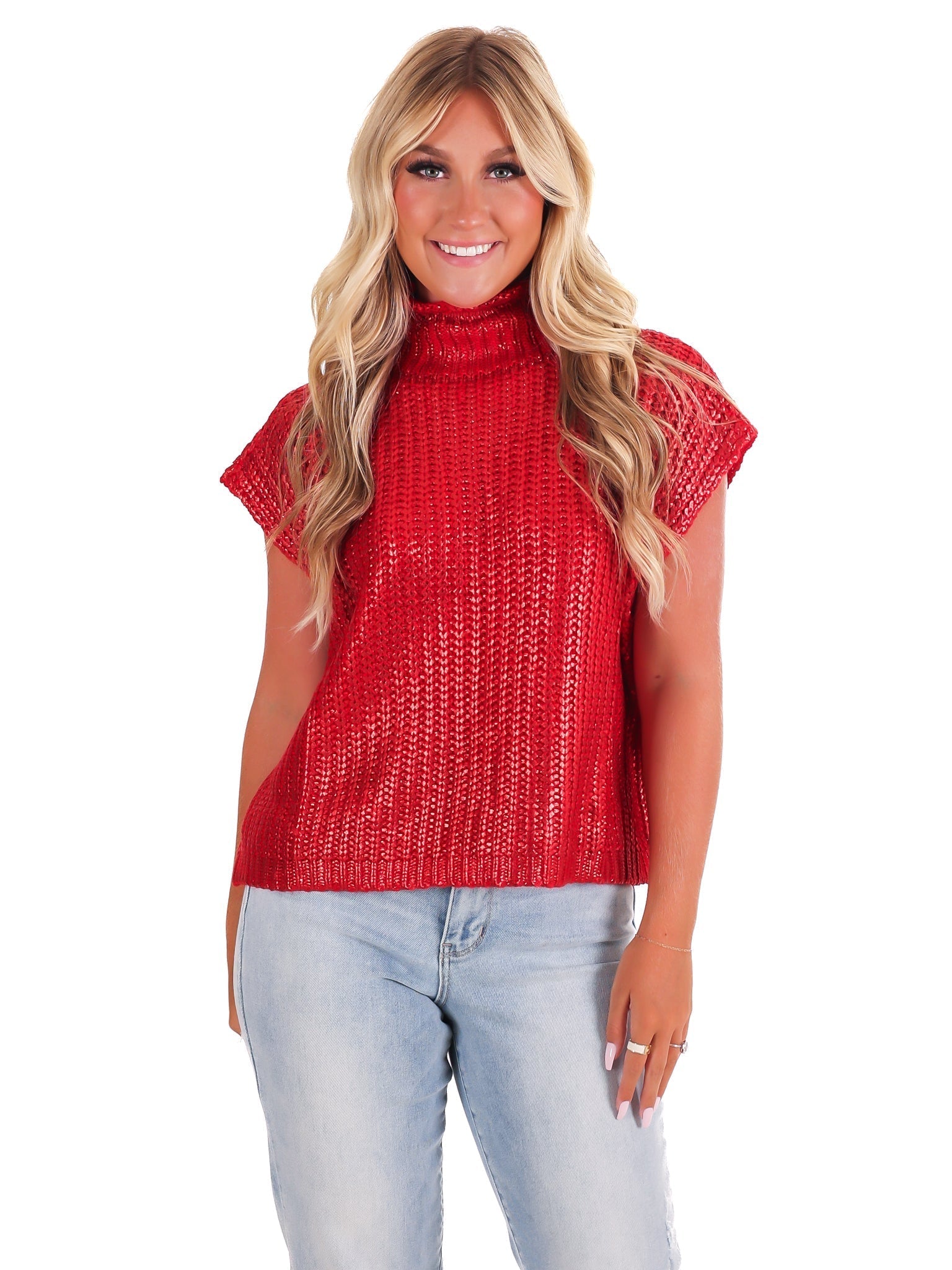 Playful Pop Metallic Foil Sweater