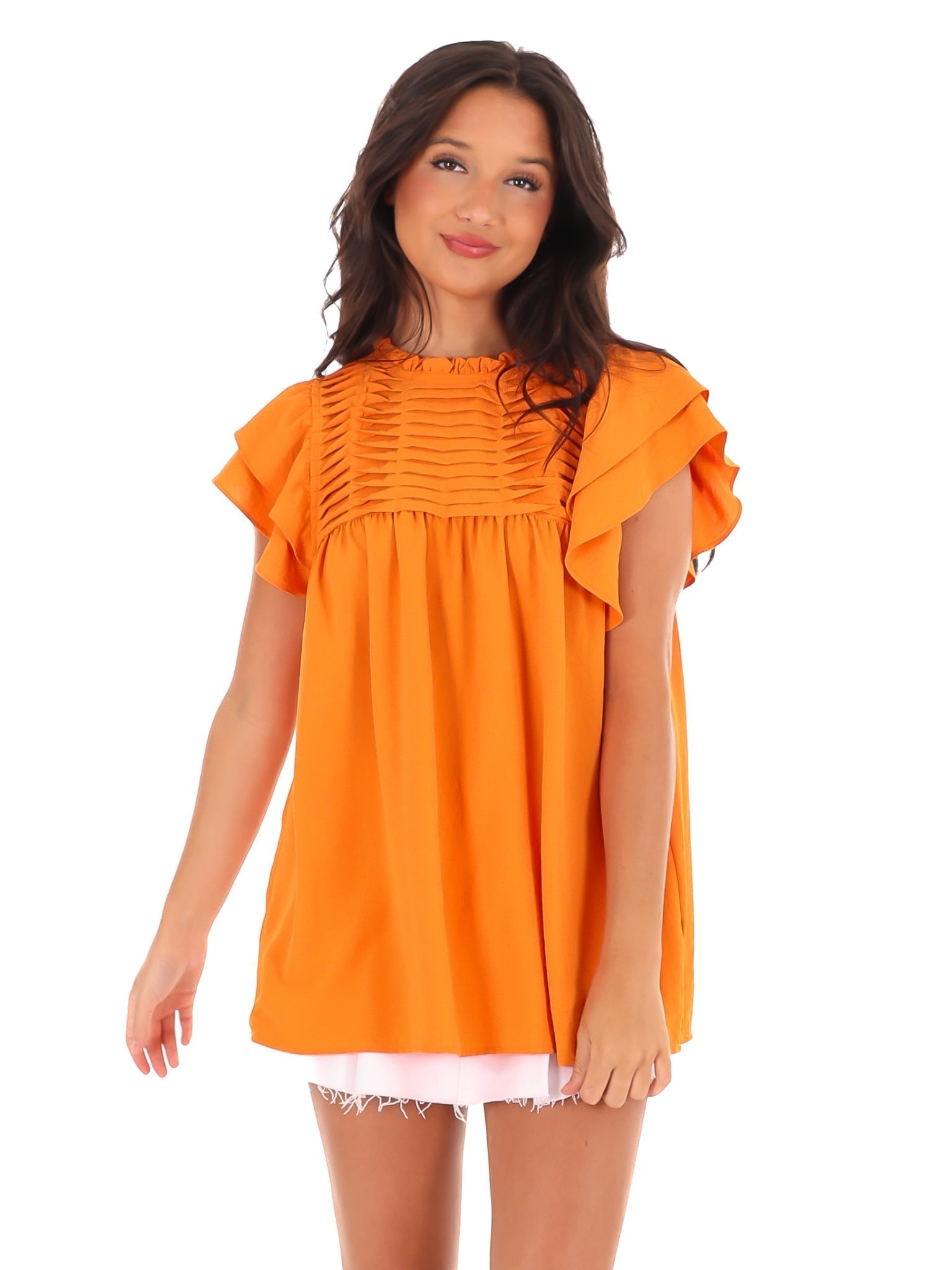 Stadium Style Ruffle Sleeve Top