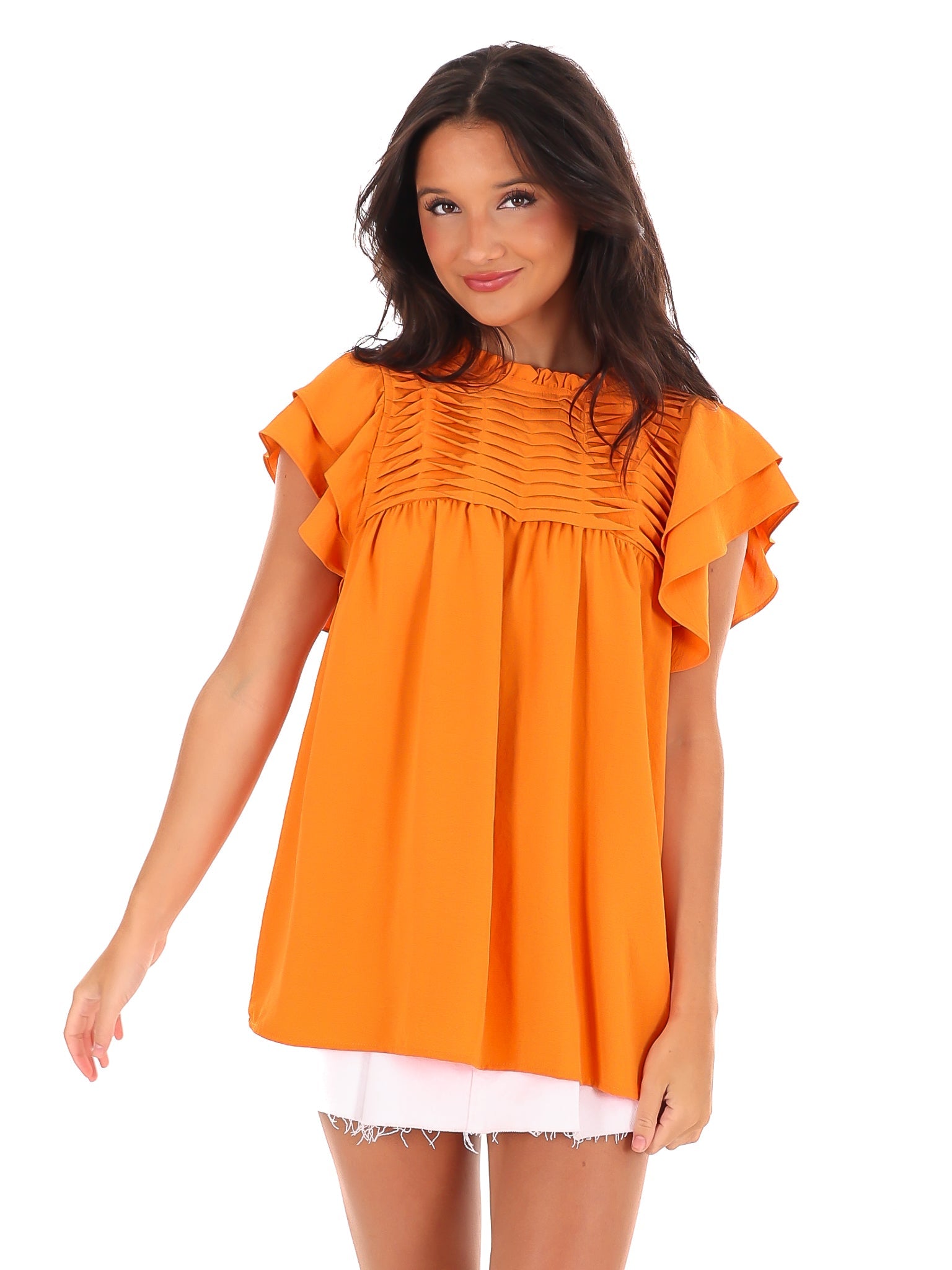 Stadium Style Ruffle Sleeve Top