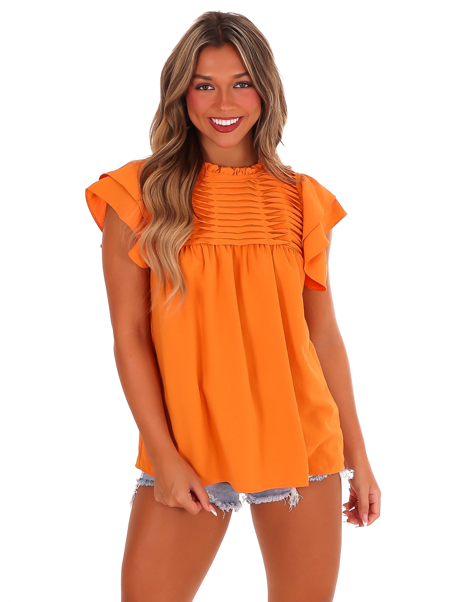 Stadium Style Ruffle Sleeve Top