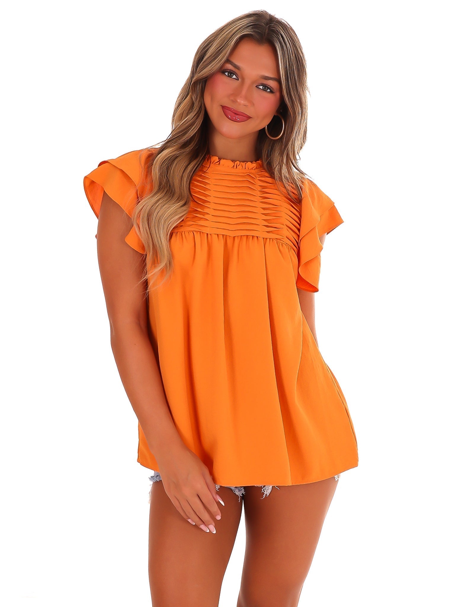 Stadium Style Ruffle Sleeve Top