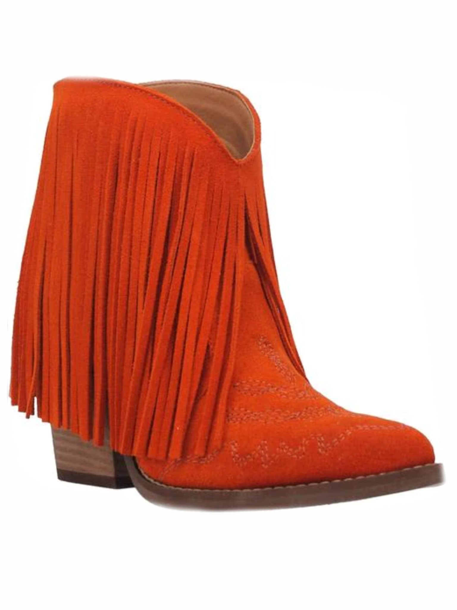 Tangles Orange Fringe Booties
