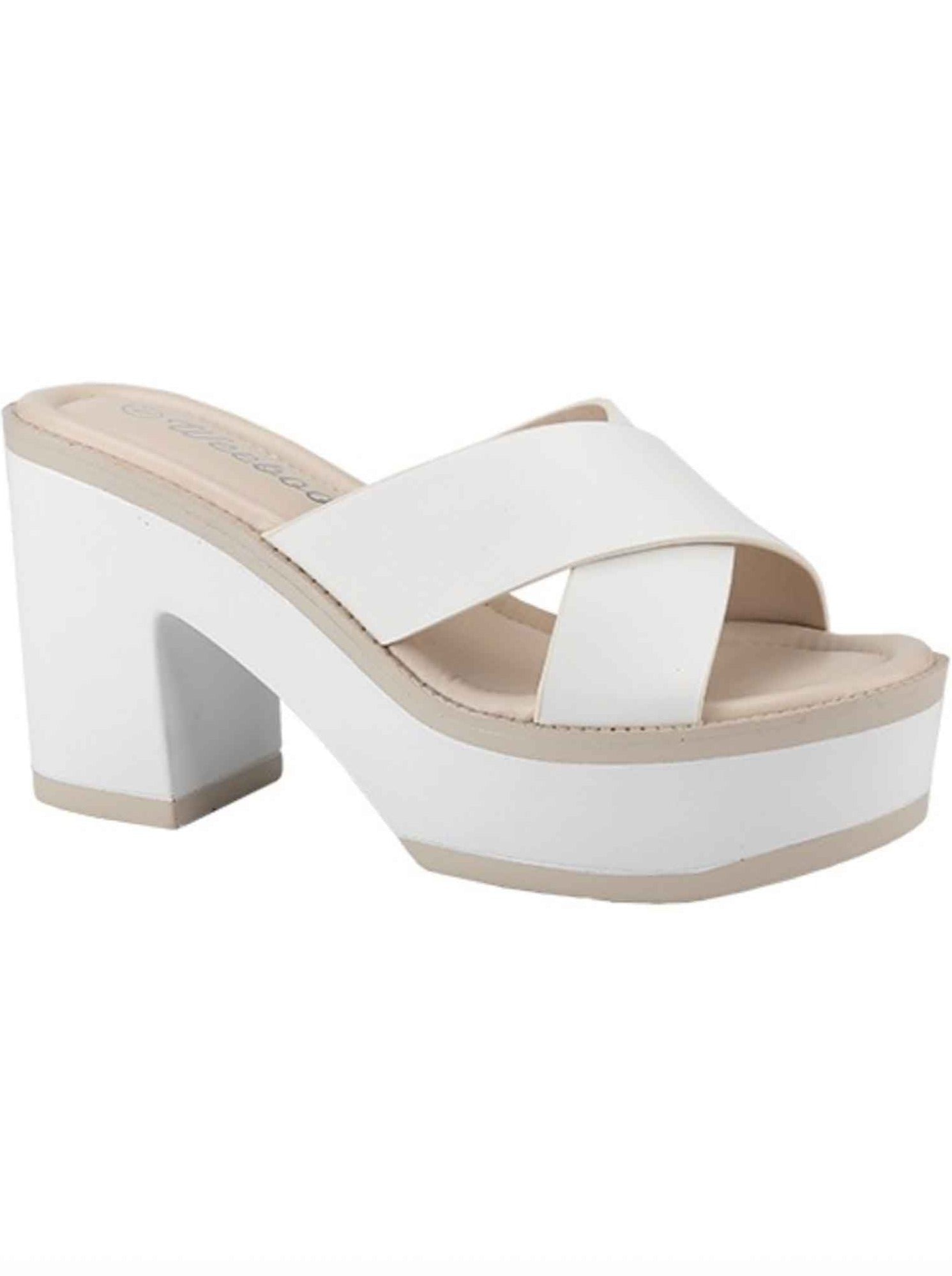 Bloom Criss-Cross Block Heel Sandal