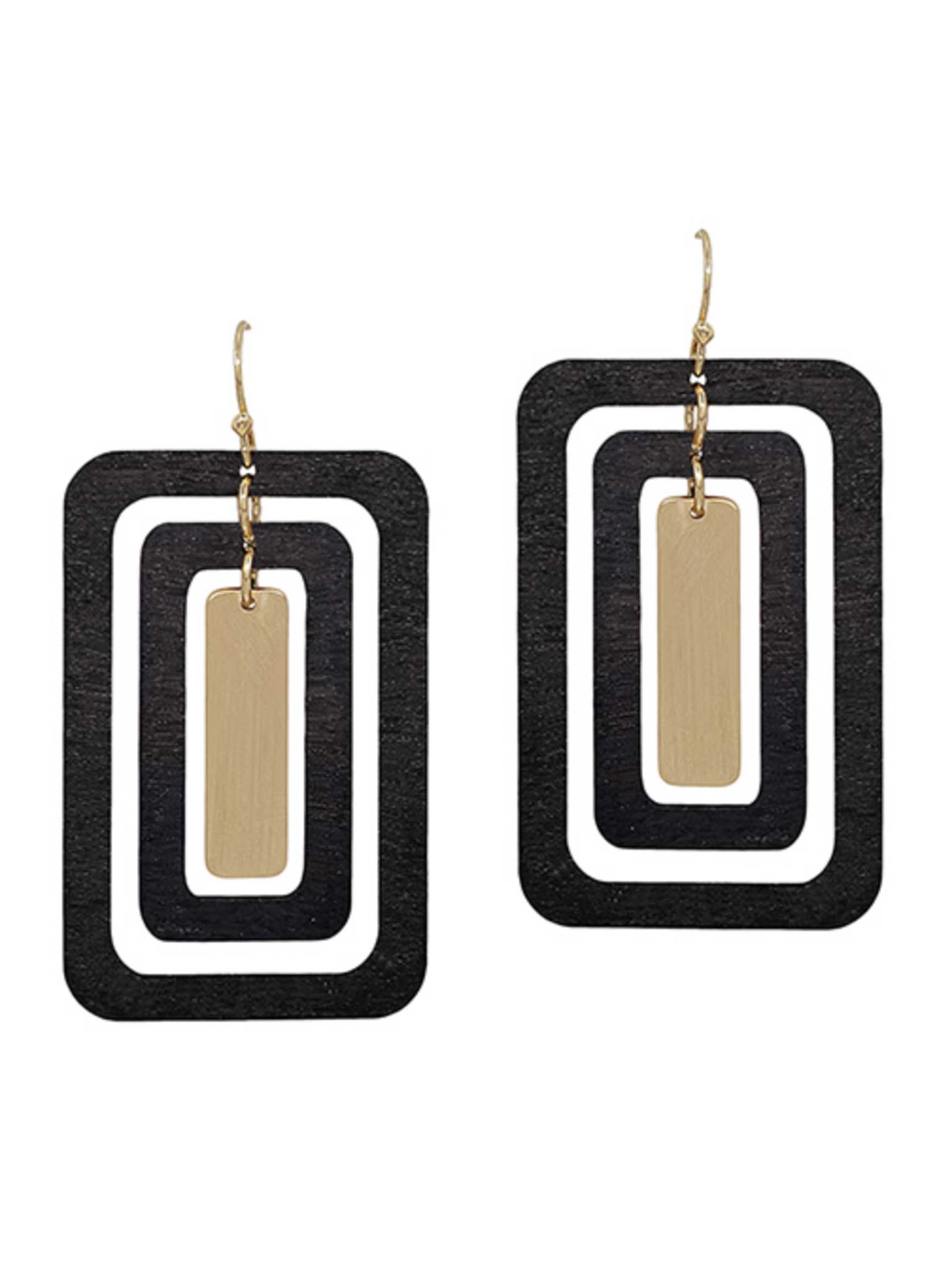 Triple Layered Square Earrings