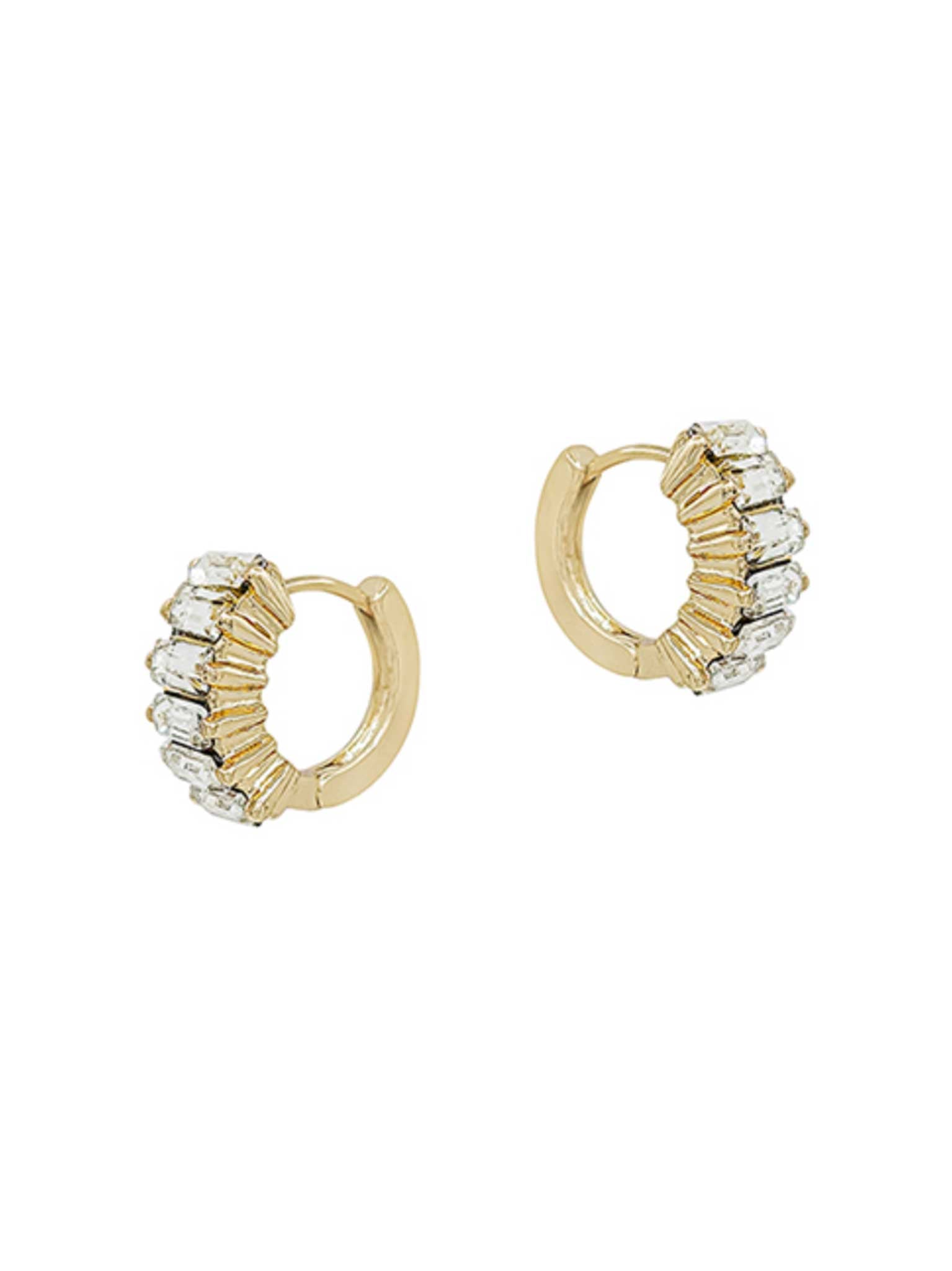 Crystal Stone Round Huggie Earring