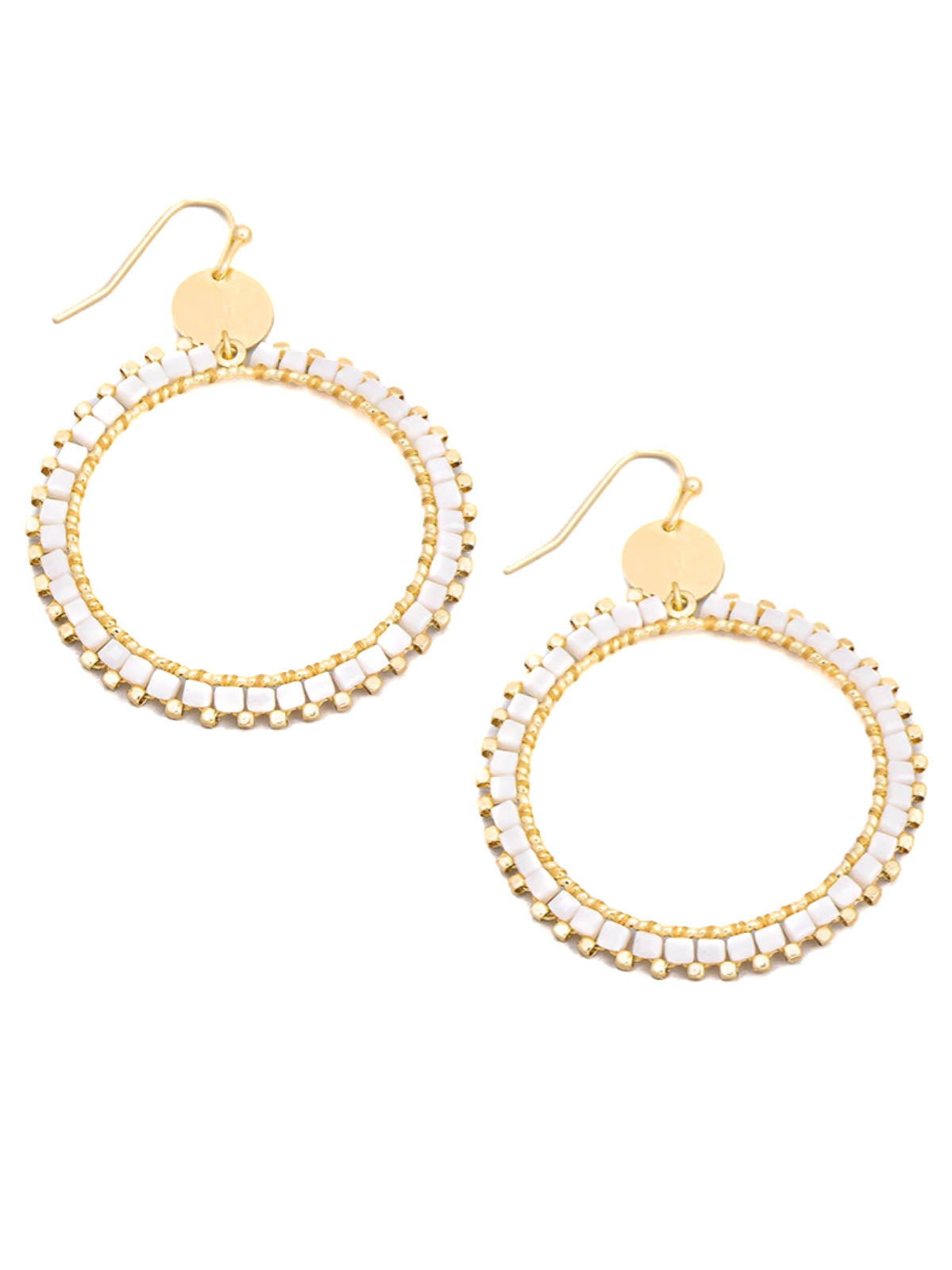 Beaded Circle Hook Drop Earrings