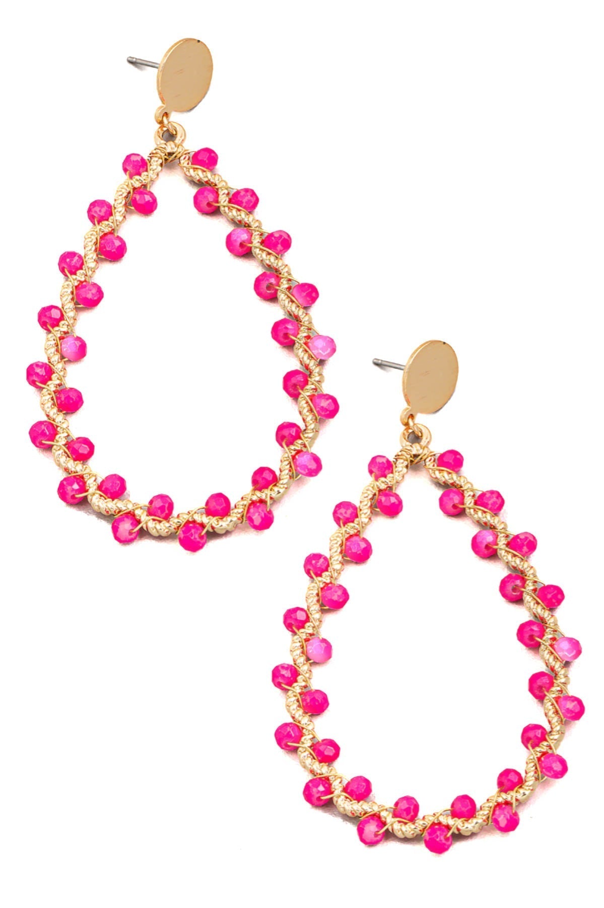 Beaded Twist Teardrop Earrings