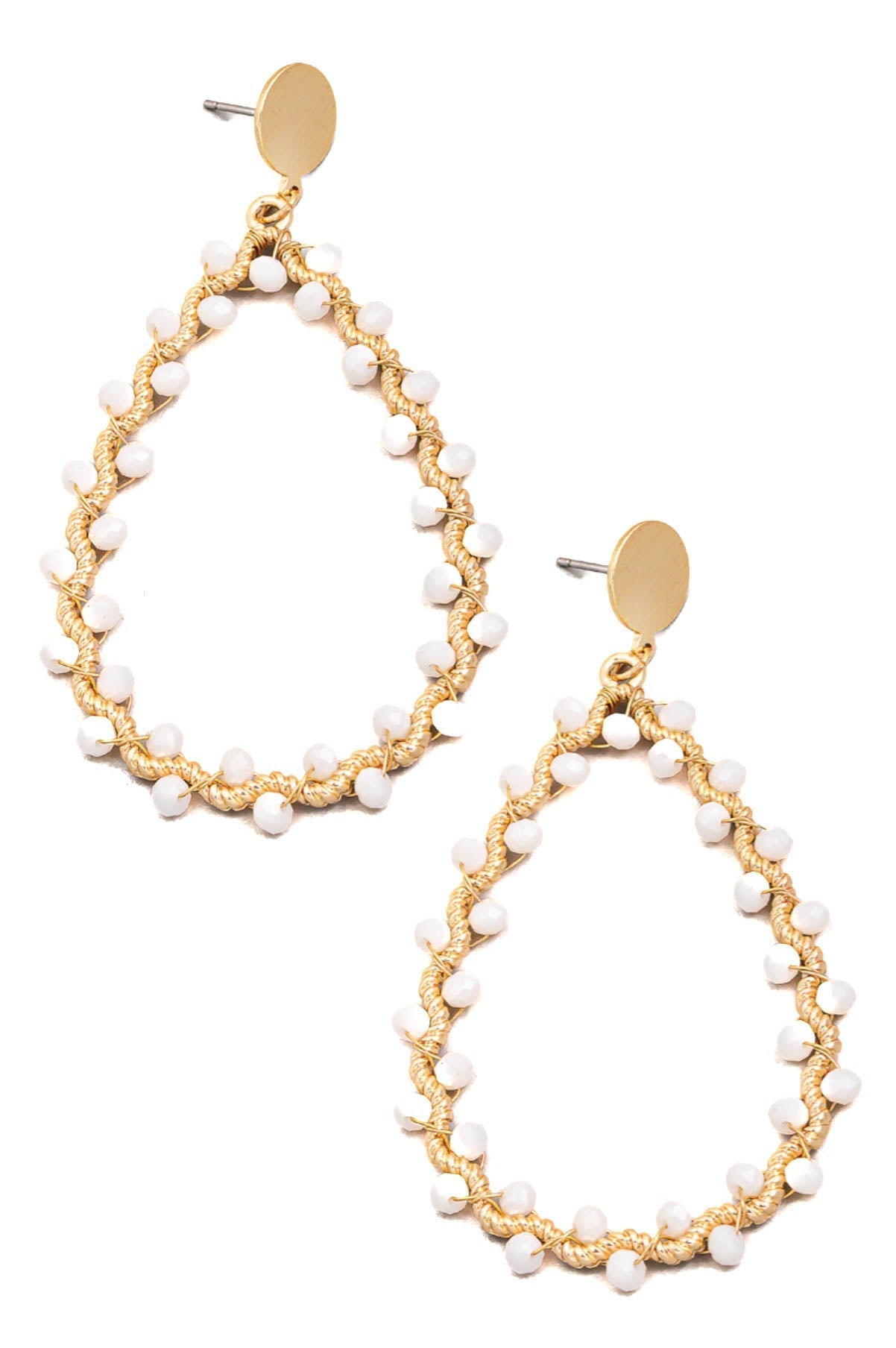 Beaded Twist Teardrop Earrings