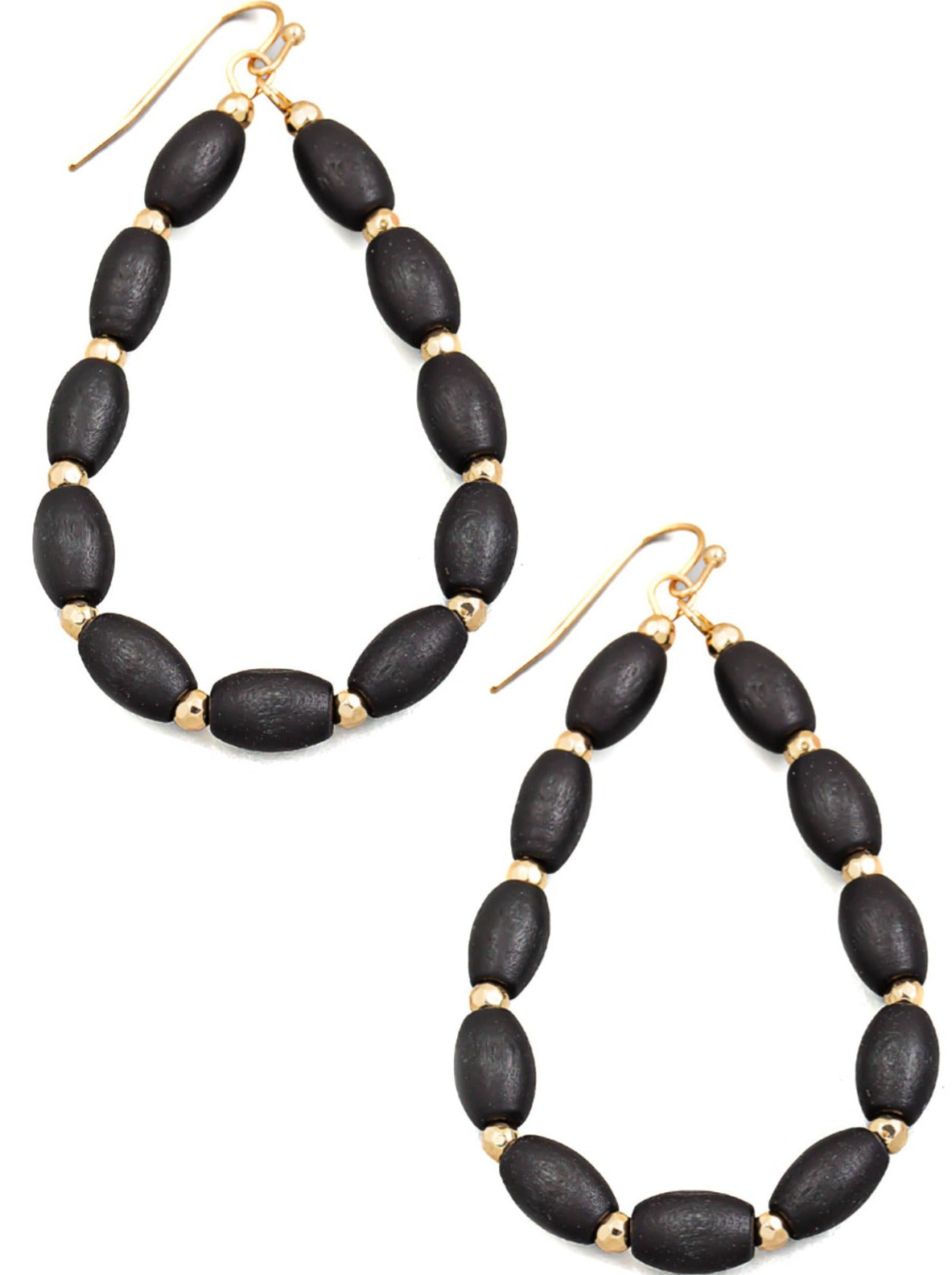 Wooden Bead Teardrop Cutout Earrings