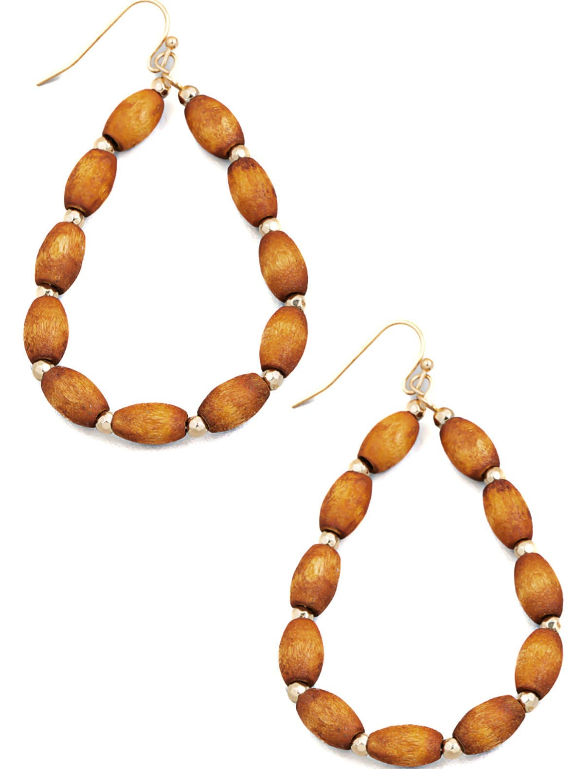 Wooden Bead Teardrop Cutout Earrings