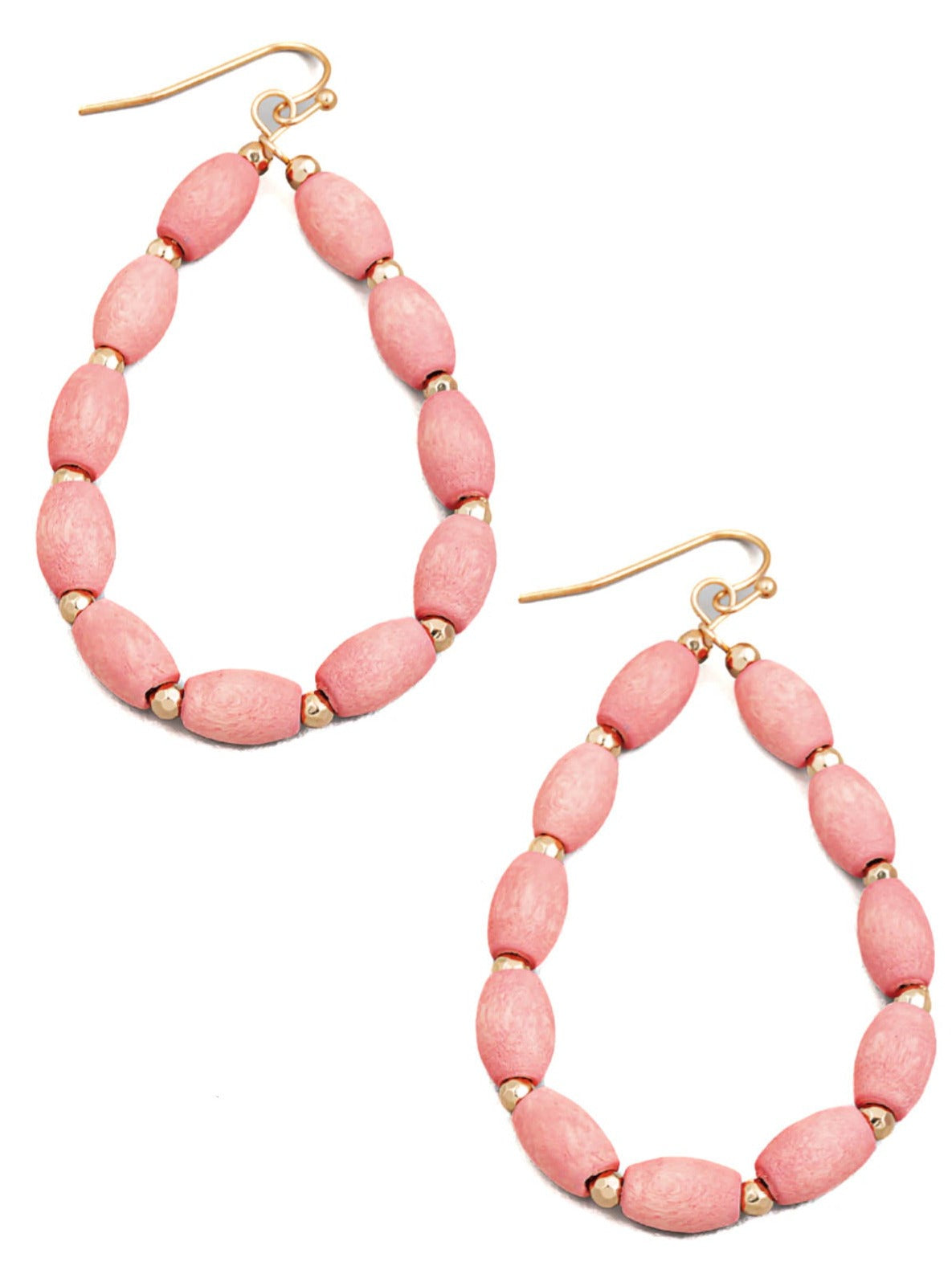 Wooden Bead Teardrop Cutout Earrings