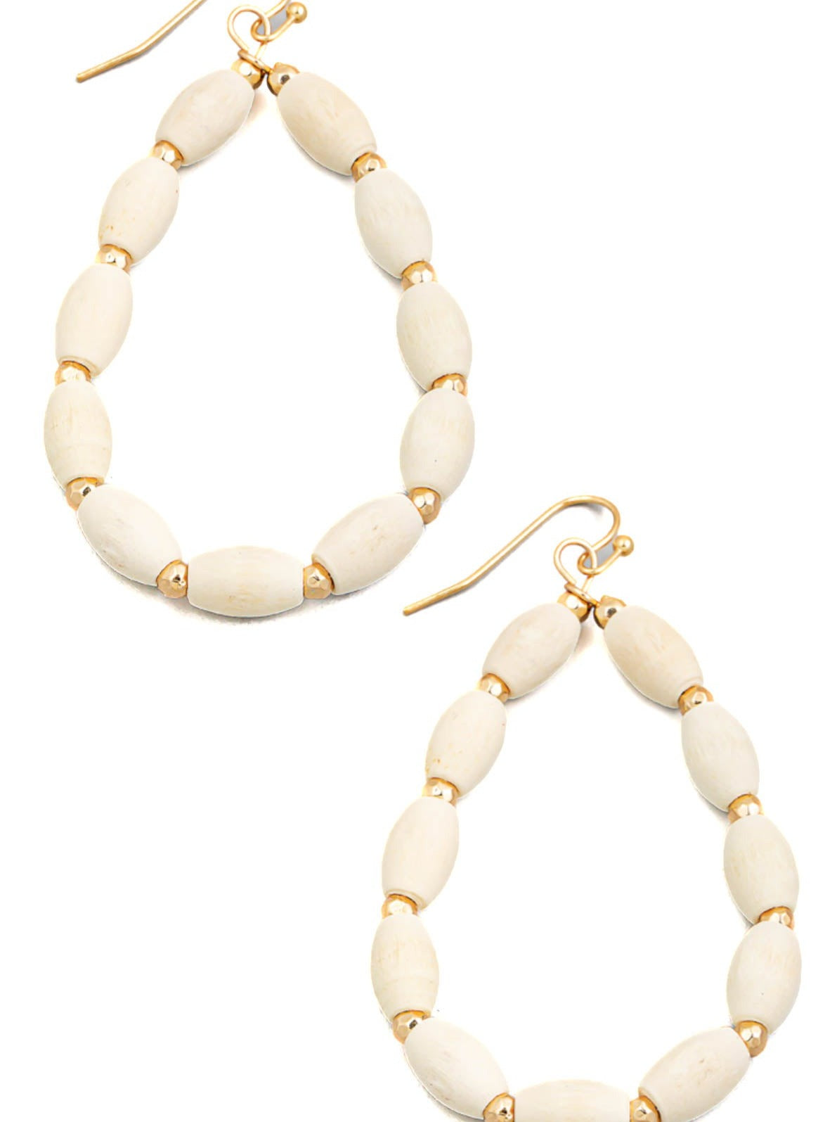 Wooden Bead Teardrop Cutout Earrings