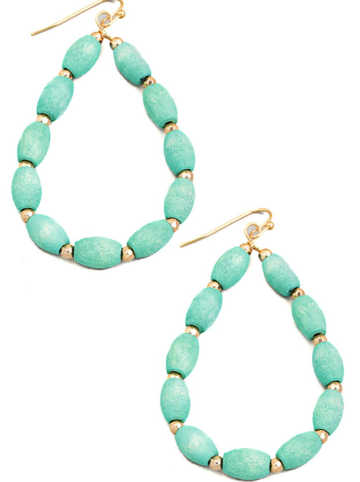 Wooden Bead Teardrop Cutout Earrings