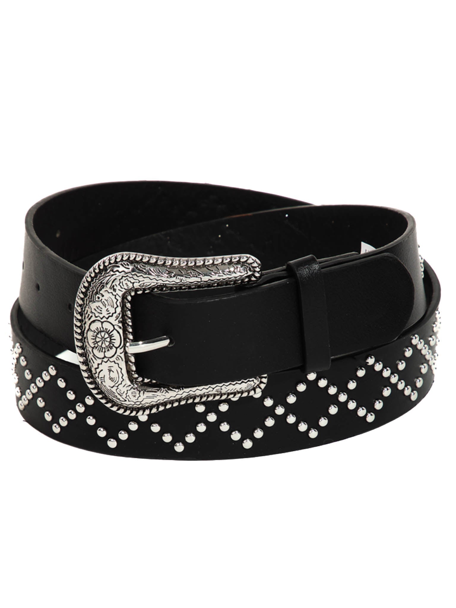 Zig Zag Metallic Studded Faux Leather Belt