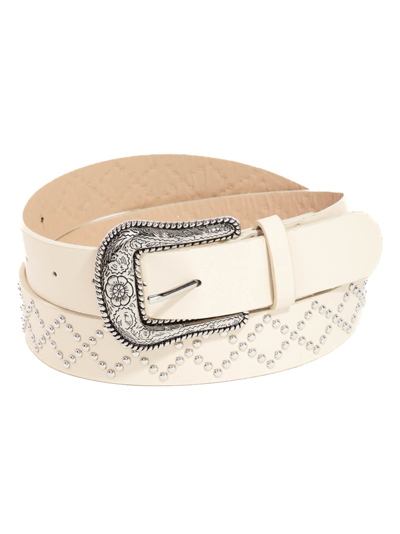 Zig Zag Metallic Studded Faux Leather Belt