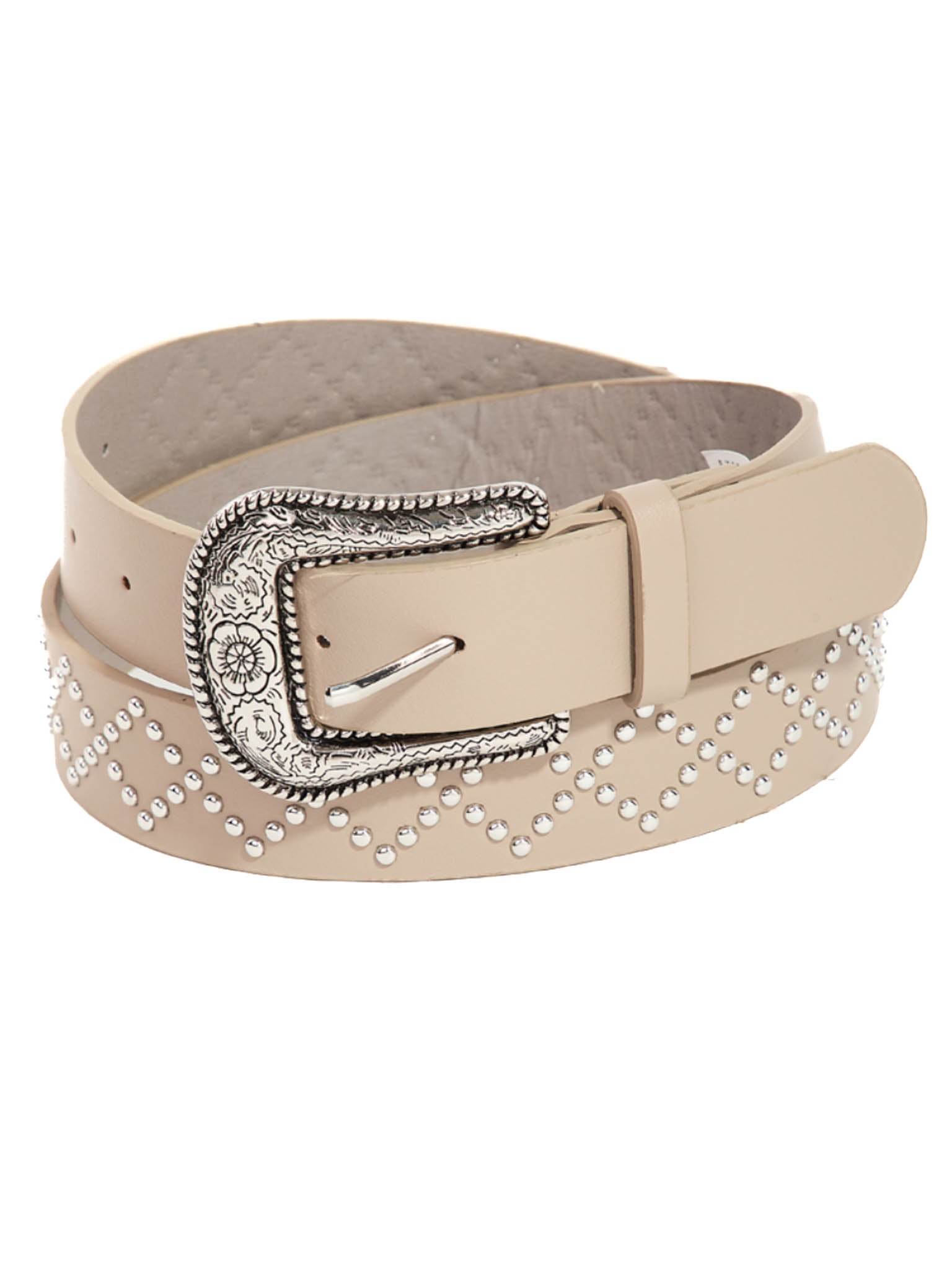 Zig Zag Metallic Studded Faux Leather Belt