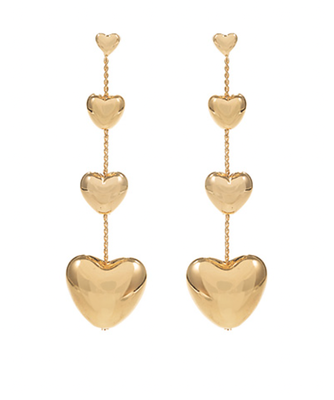 Valentine's Day Heart 3 Drop Earrings