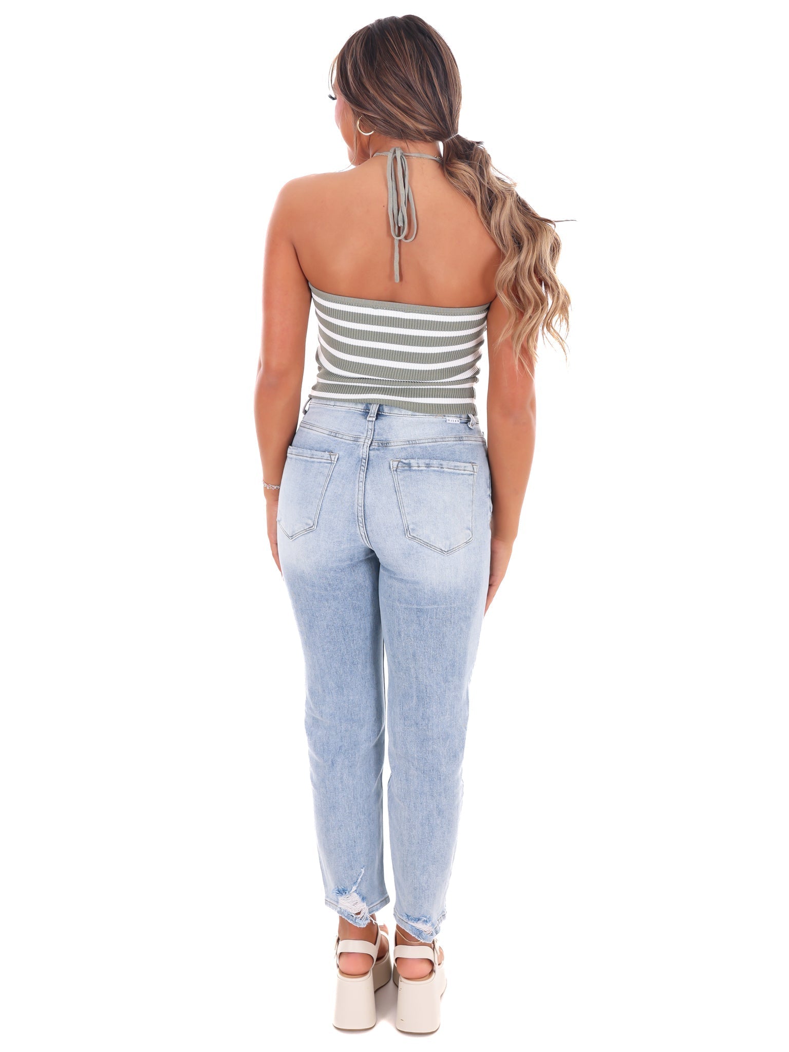 Who You Love Stripe Halter Neck Top