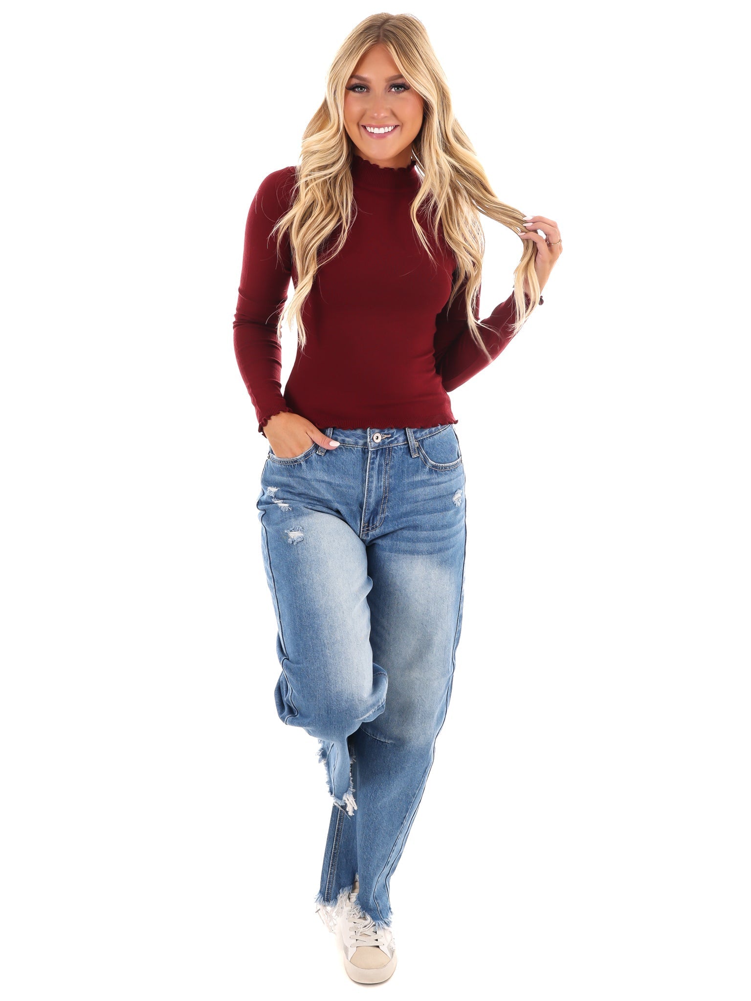 Keep Moving Forward Mock Neck Top