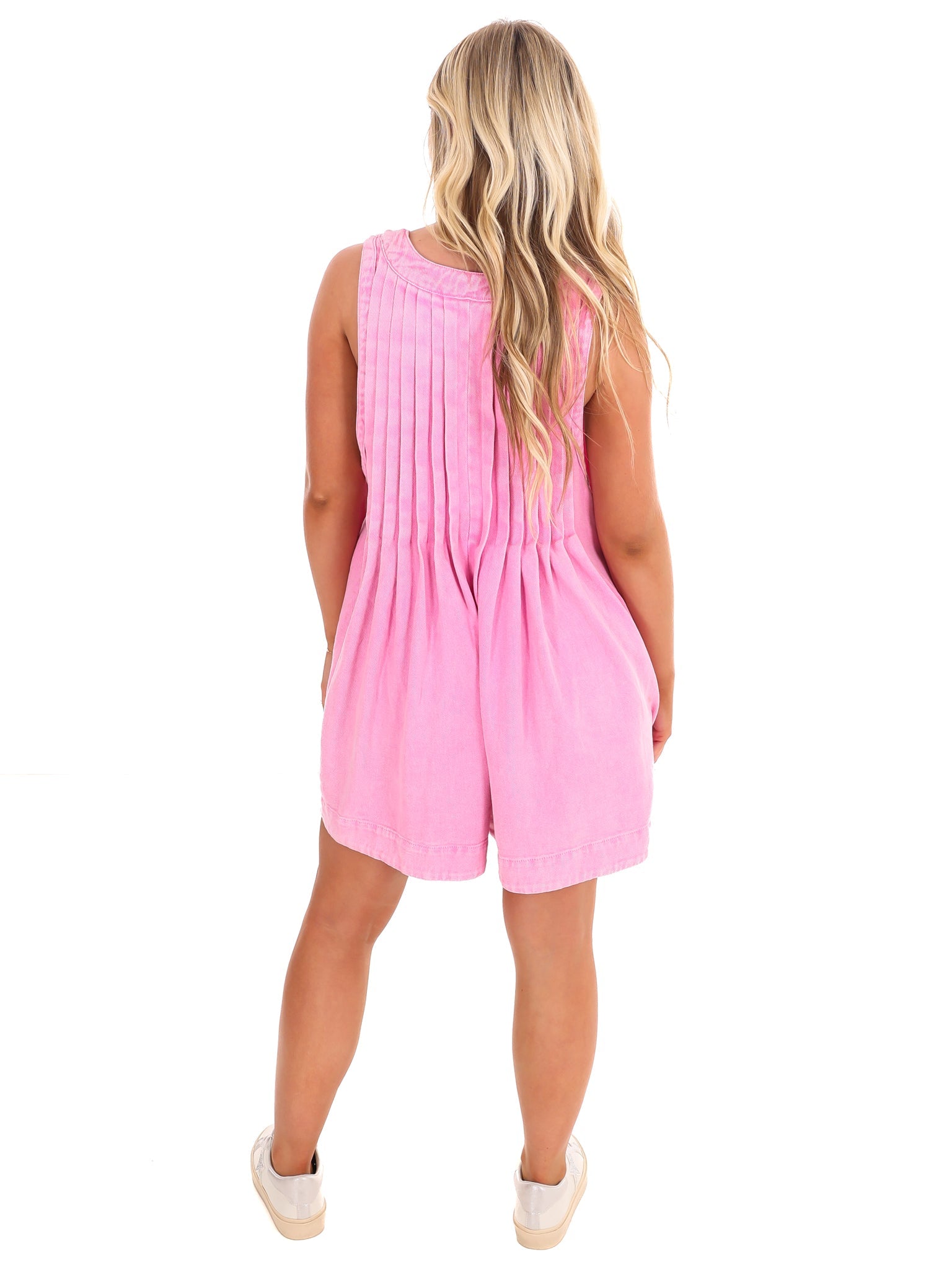 Top Pick Pleated Denim Romper