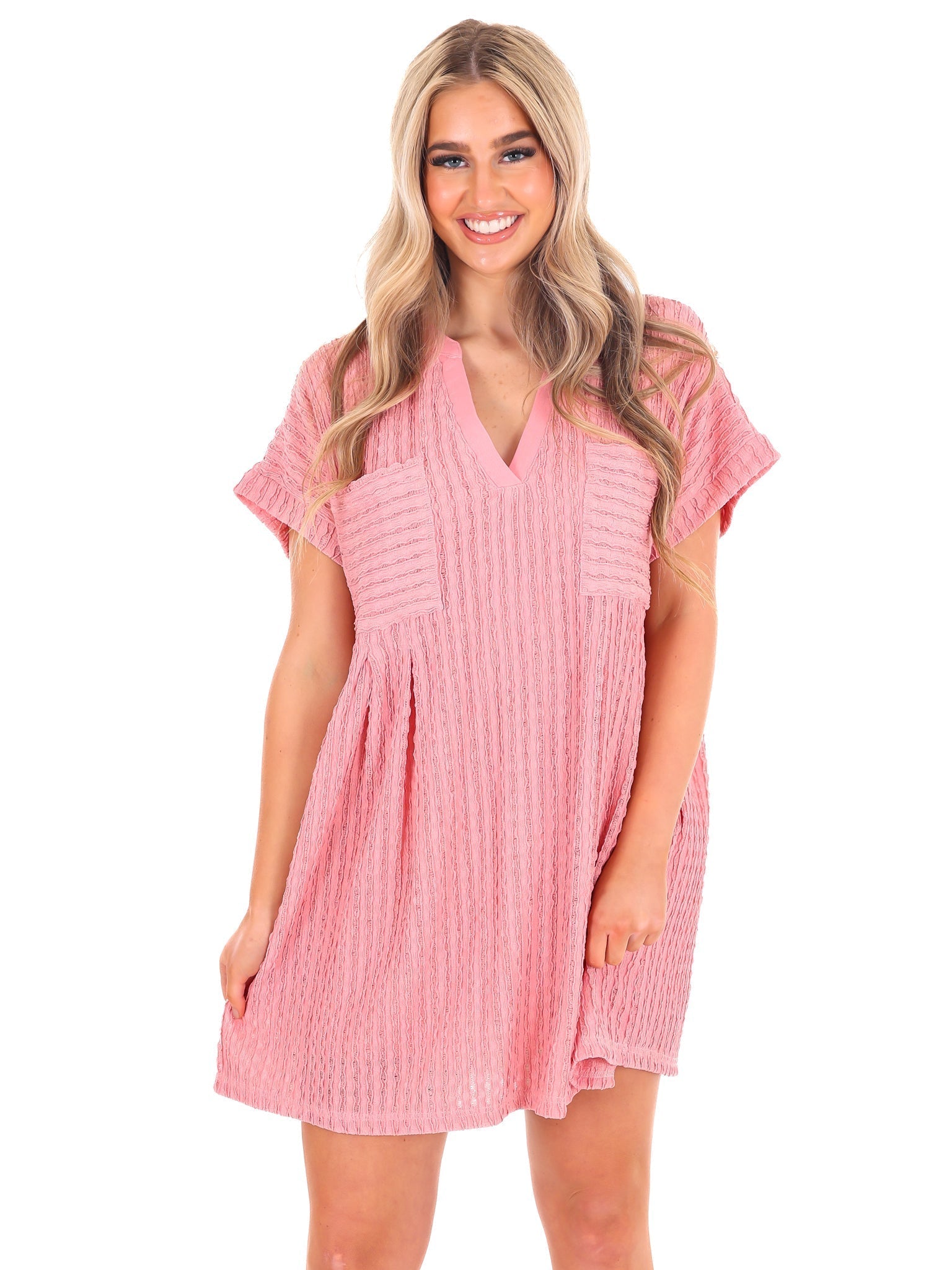 Ask Nicely Textured Mini Dress