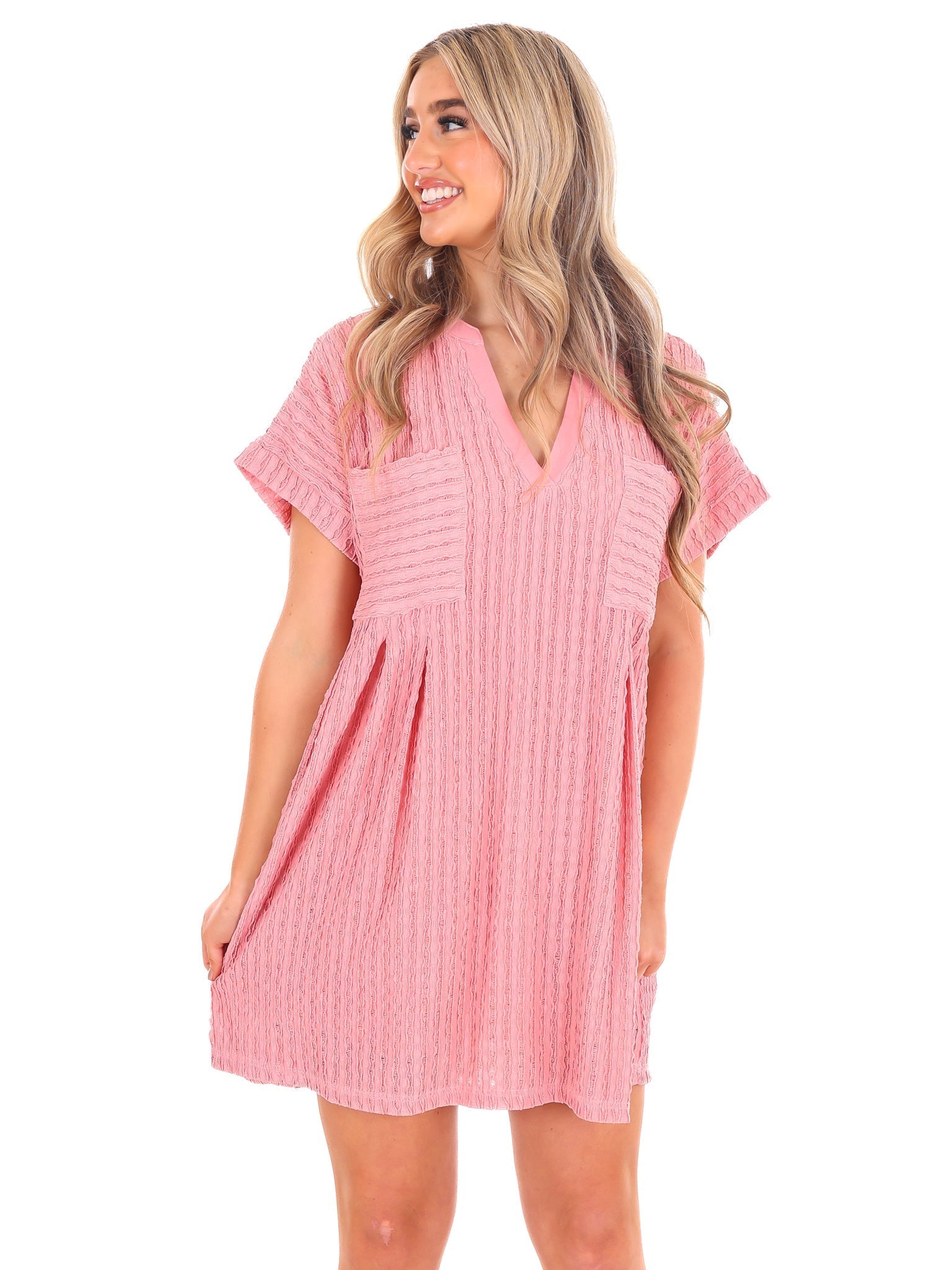Ask Nicely Textured Mini Dress