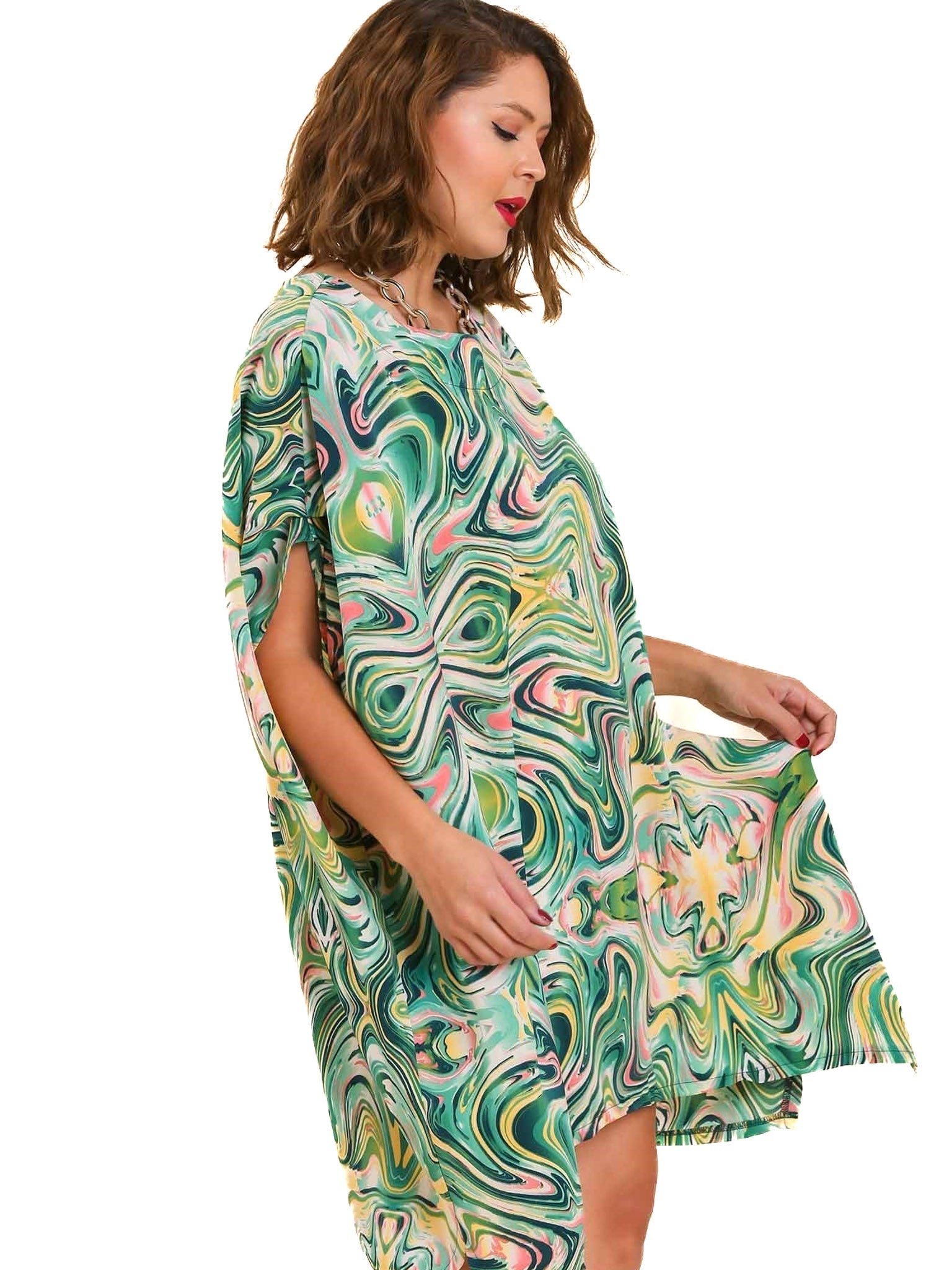 Curvy Fast Forward Swirl Print Dress
