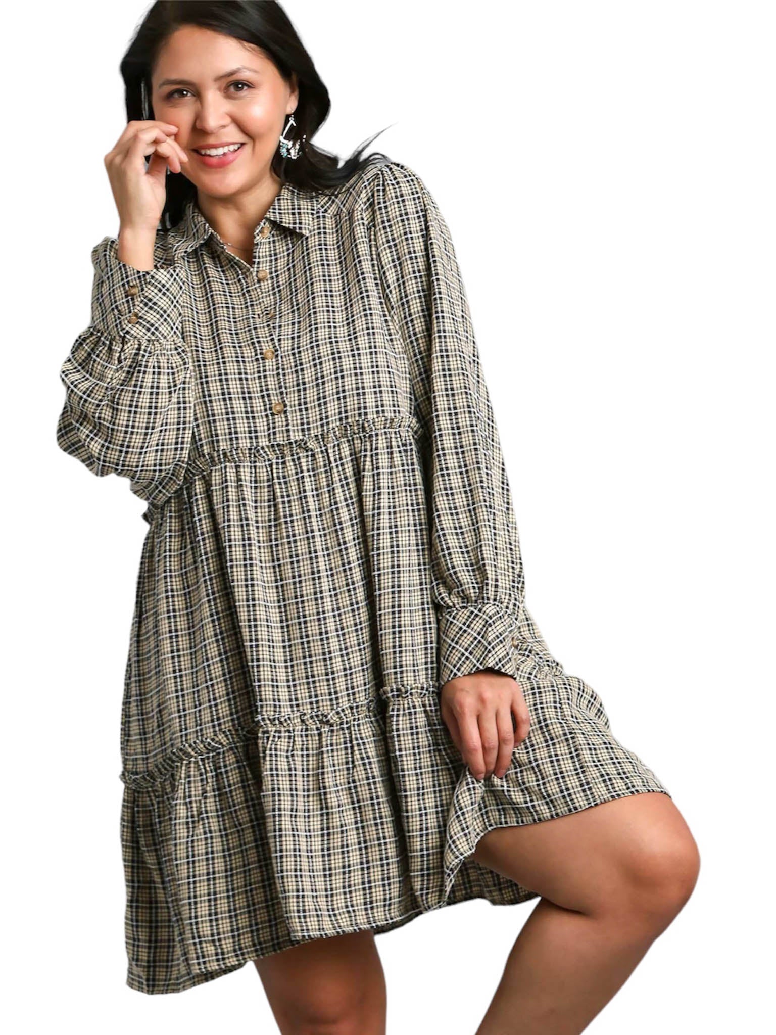 Curvy Sunday Drives Plaid Dress