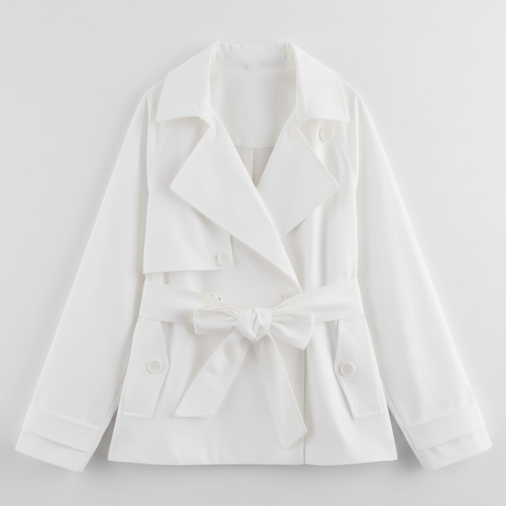 Premium Navy Blue Women’s Double-Breasted Belted Trench Jacket – Elegant Lightweight Outerwear