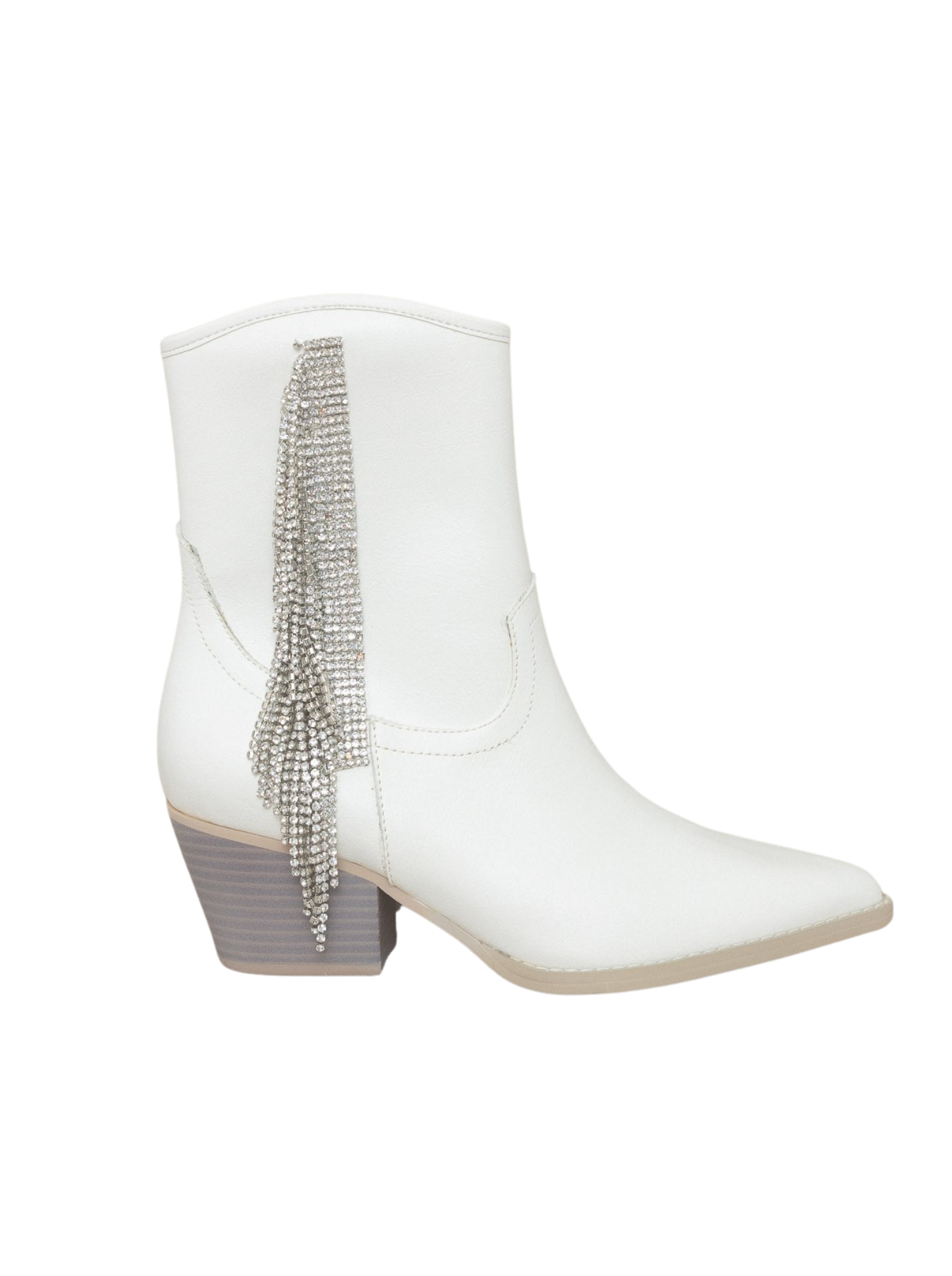 Rowan White Rhinestone Fringe Cowboy Bootie